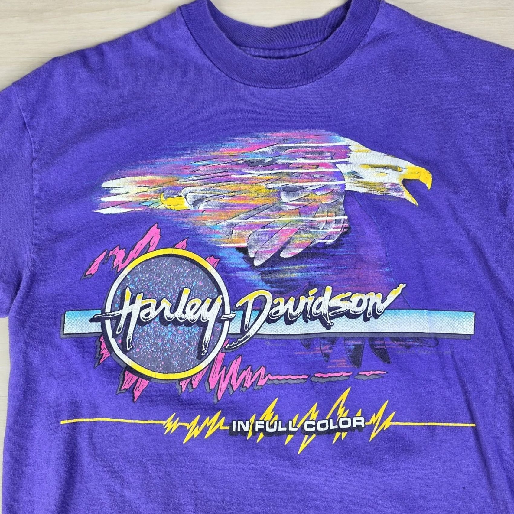 Hanes Harley Davidson In Full Color Single Stitch Shirt Purple Medium Mens T-Shirt Colorful Stitch Hanes Size US M / EU 48-50 / 2 - 4 Thumbnail
