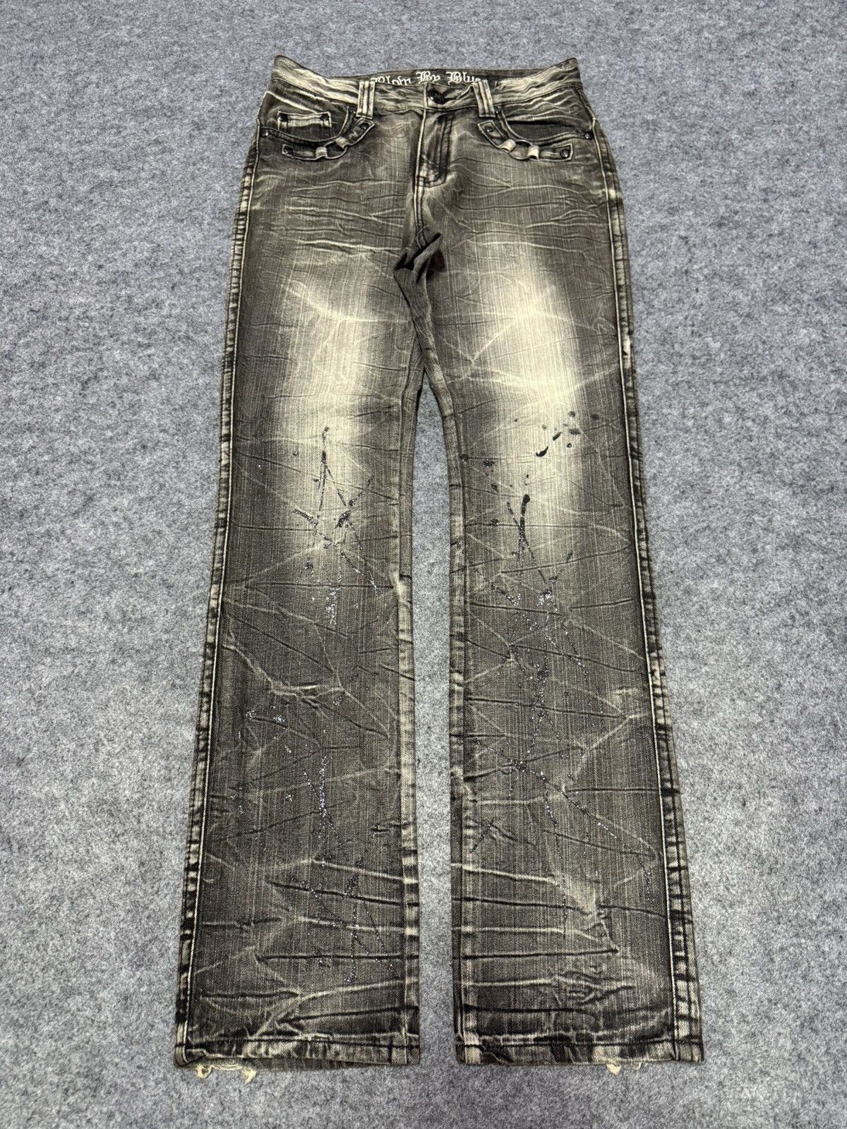Japanese Brand × LOWBOX Blow By Blue Japan Paint Splatter Shadow Wash Jeans Size US 30 / EU 46 - 1 Thumbnail