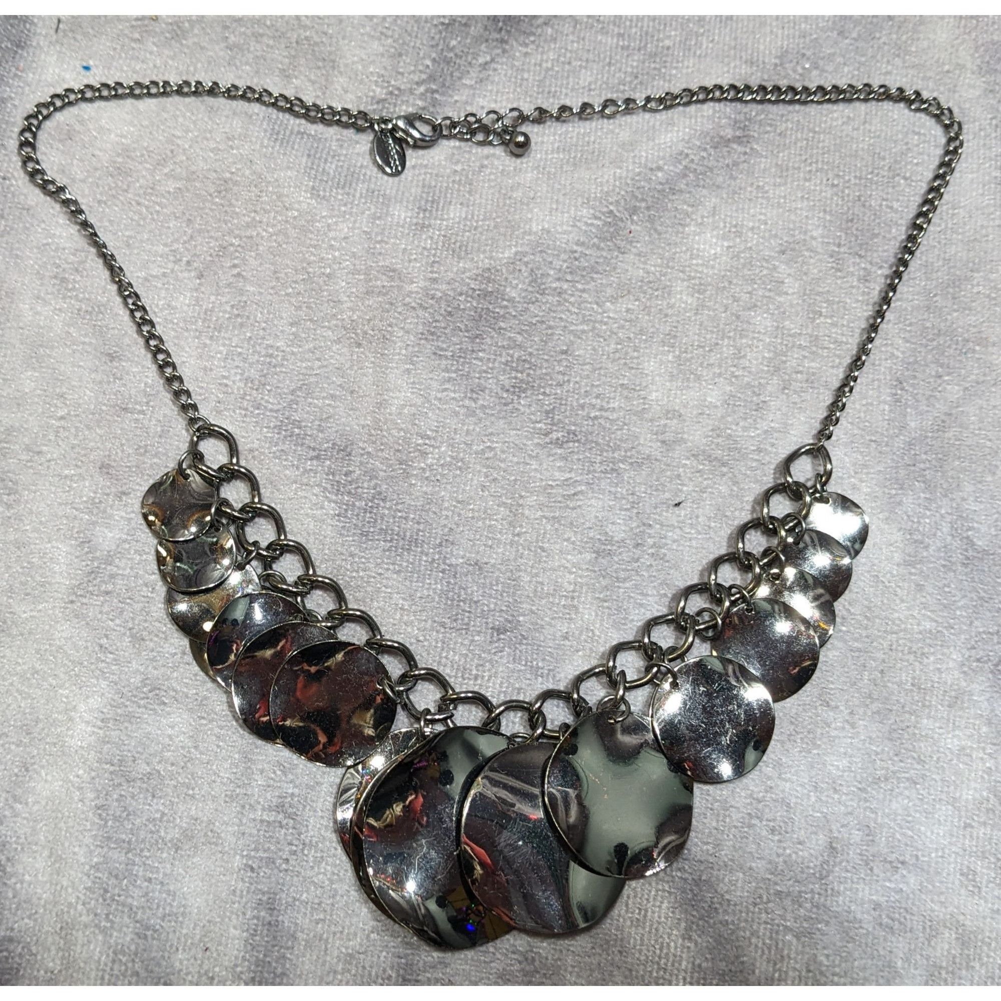 Express Express Abstract Graduated Disc Fringe Necklace Gunmetal Ton Size ONE SIZE - 6 Thumbnail