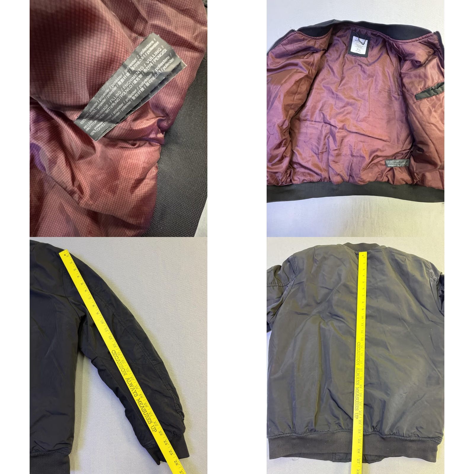 Vintage Pull&Bear Bomber Jacket Mens XL Black Full Zip Pockets Insulated Lined Winter Size US XL / EU 56 / 4 - 8 Thumbnail