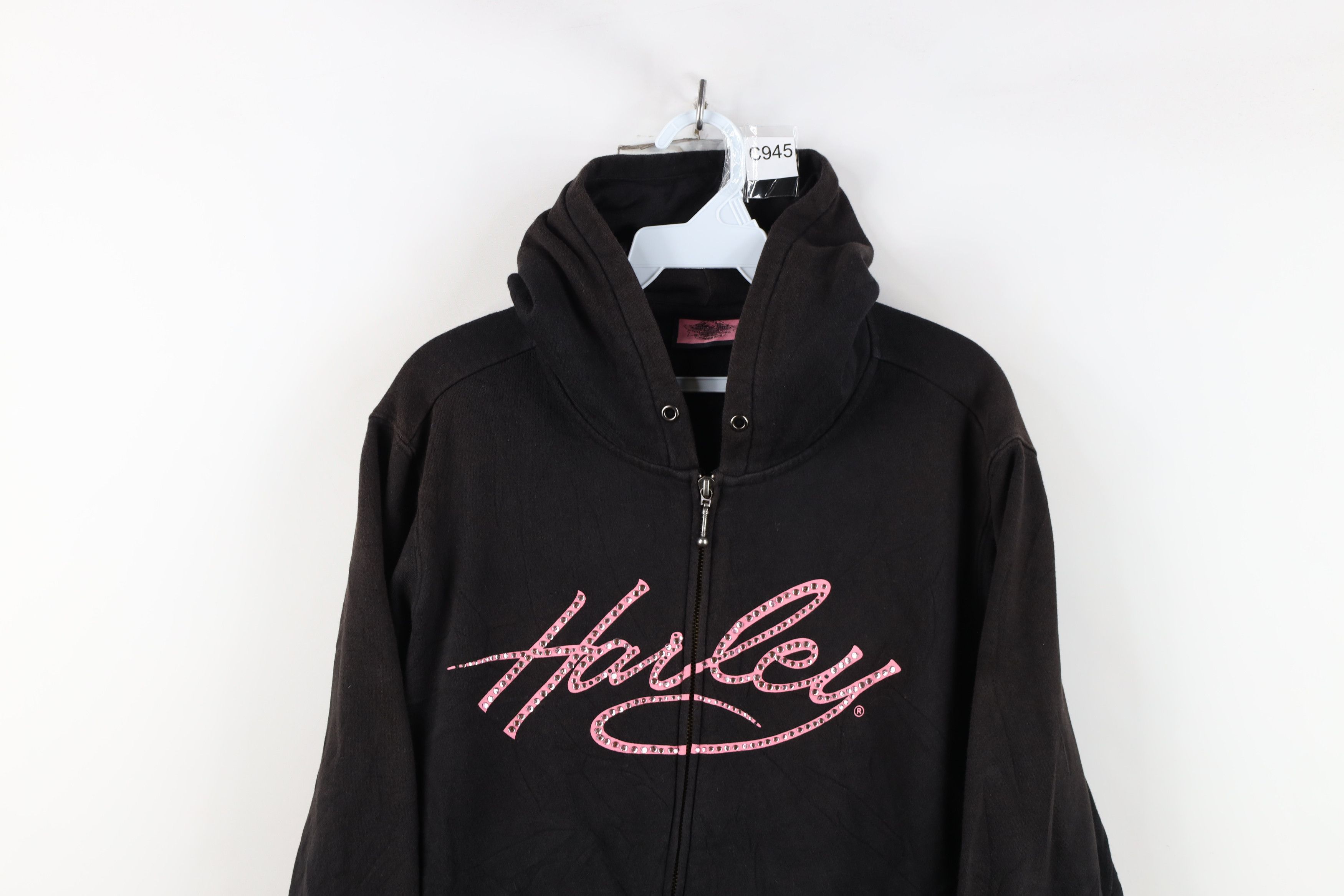 Harley Davidson Vintage Y2K Harley Davidson Sequin Script Full Zip Hoodie Size XL / US 12-14 / IT 48-50 - 2 Thumbnail
