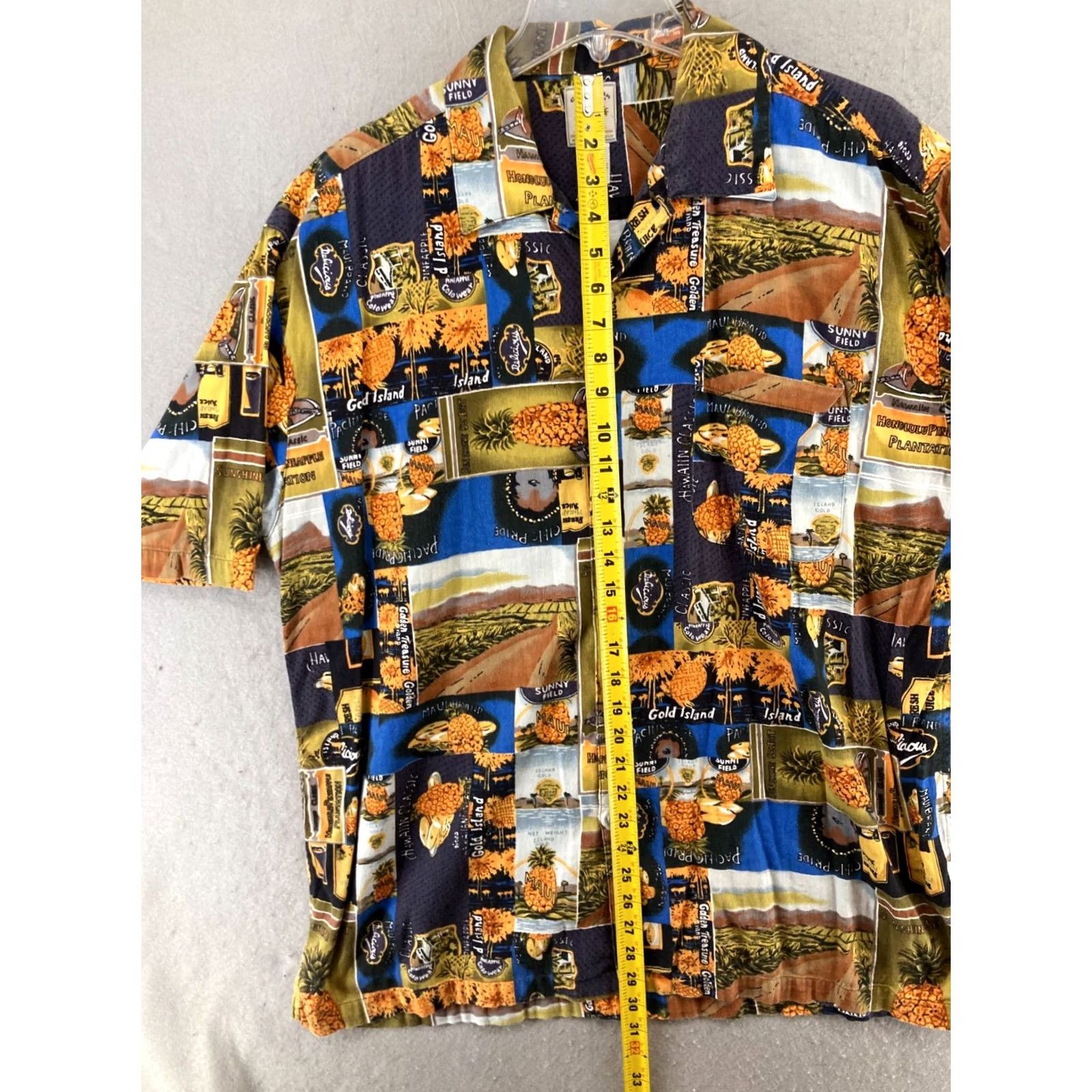 Slowear Colo Wear Mens Camp Shirt XL Hawaiian Pineapple Shirt XL Multicolor Cotton Blend Knit Button-Up Short Sleeve Casual Hawaiian Theme Mens Size US XL / EU 56 / 4 - 3 Thumbnail