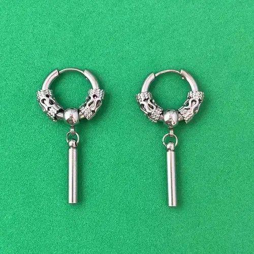 Jewelry 925 Silver Plated Circle Bar Dangle Drop Earrings For Men