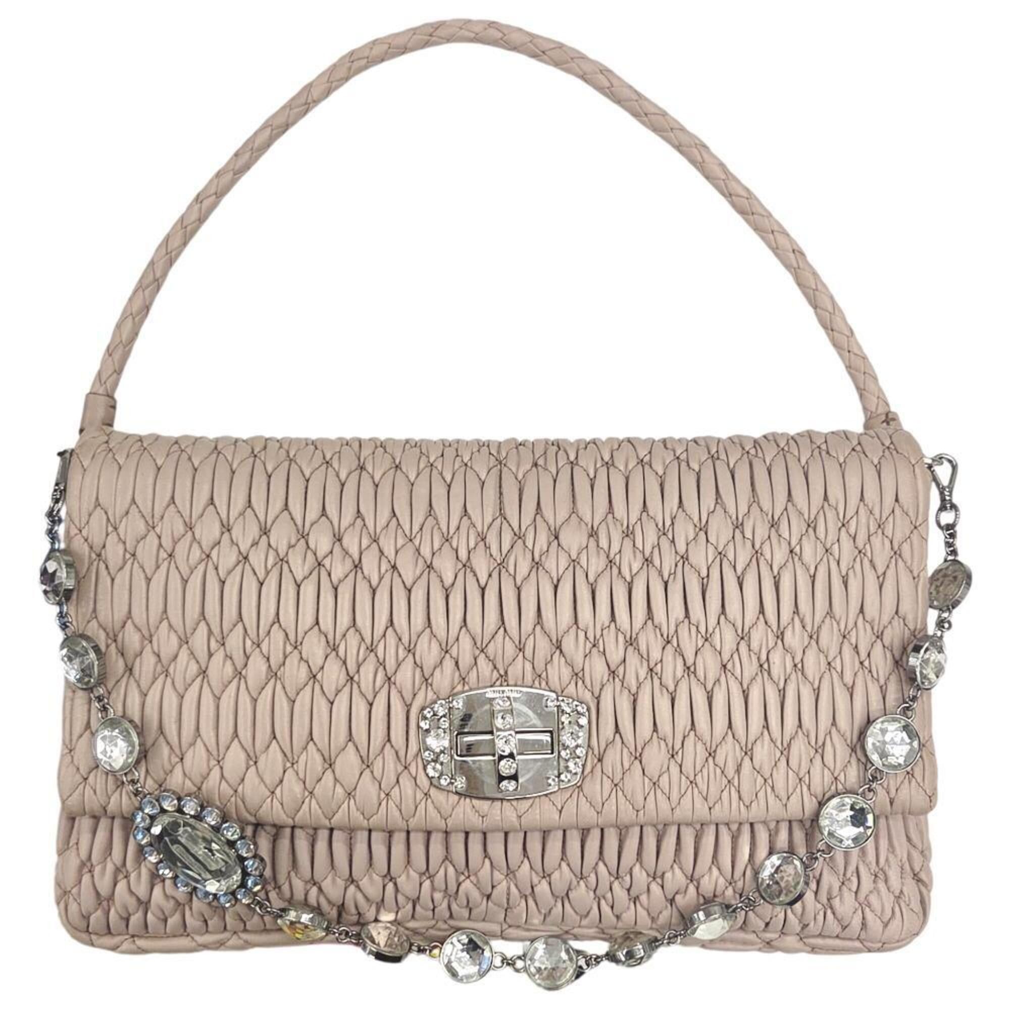 Miu Miu Miu Miu MIUMIU RP0169 Matelassé Nappa Crystal Bijou Shoulder Bag Clutch for Women Size ONE SIZE - 1 Thumbnail