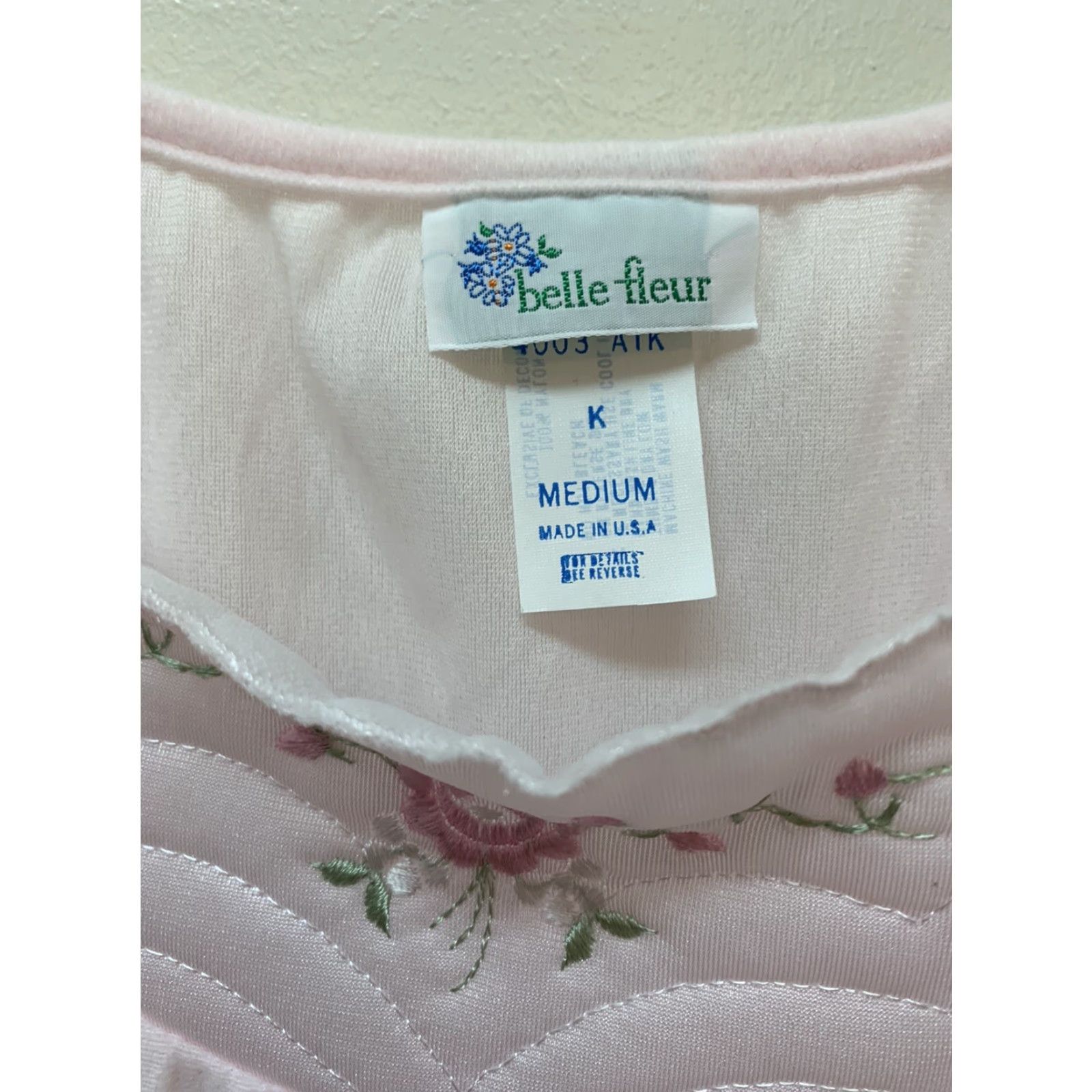 Vintage VINTAGE Belle Fleur Pink Brushed Nylon Long Gown Nightgown M NOS NEW Size ONE SIZE - 6 Thumbnail