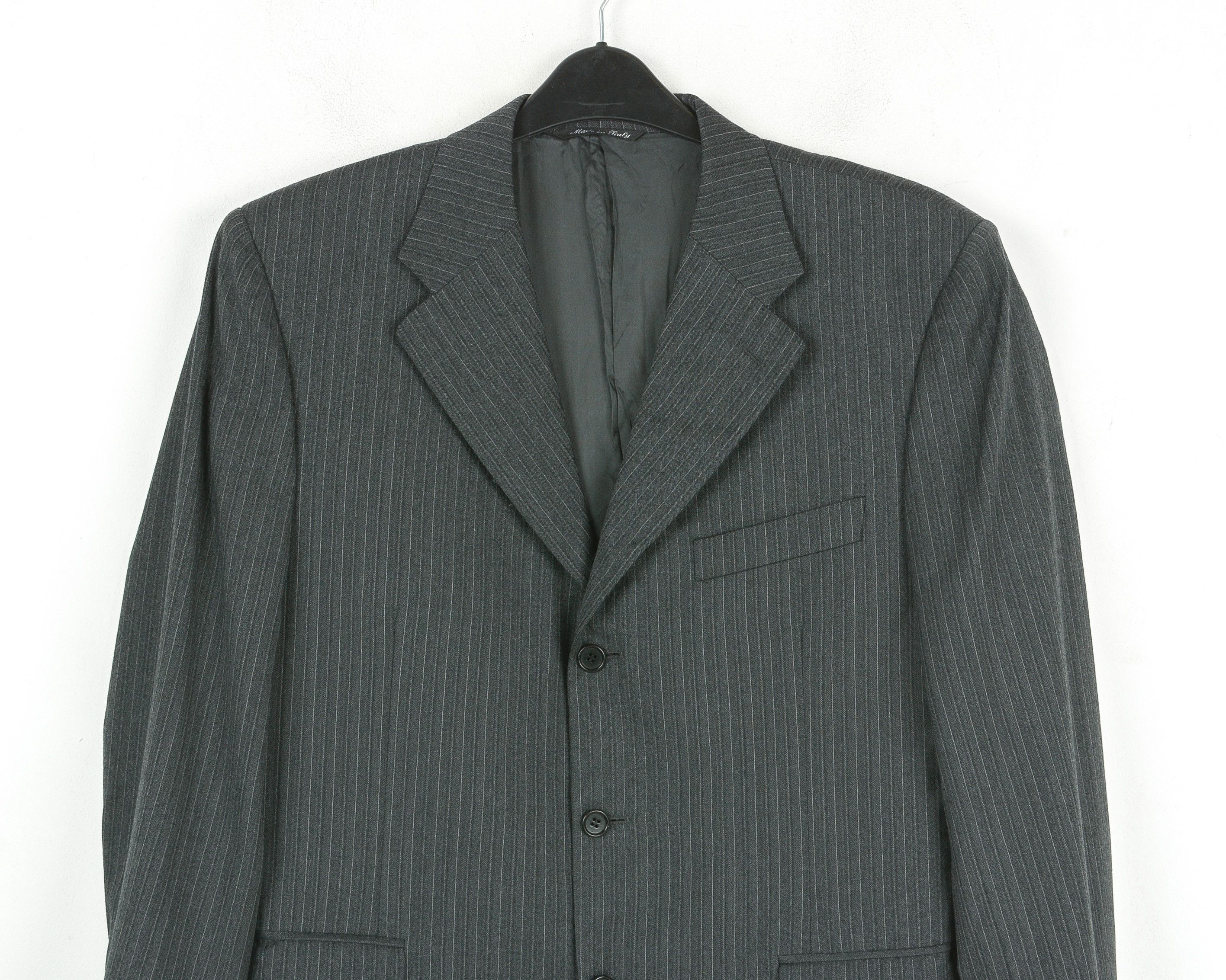 Canali Italian Blazer Pinstriped Wool US 42 UK Jacket Suit L Grey Size 42S - 2 Thumbnail