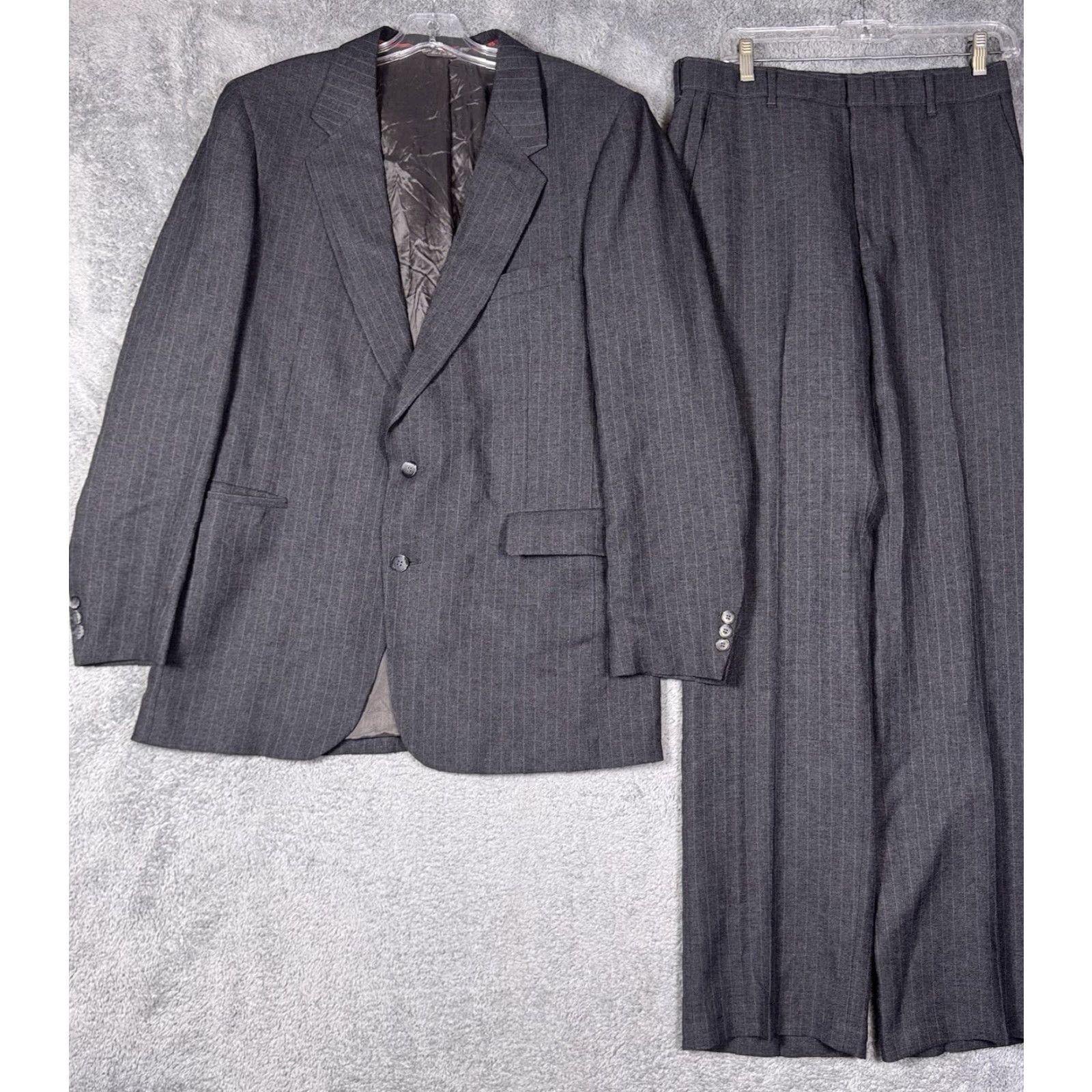 Levi's Levi's Action Suit Men 42L Strauss Business Class 2 Piece Set Vintage USA Dacron Suit Shirt Jacket Set 42 Gray Wool Polyester Size 42R - 2 Thumbnail