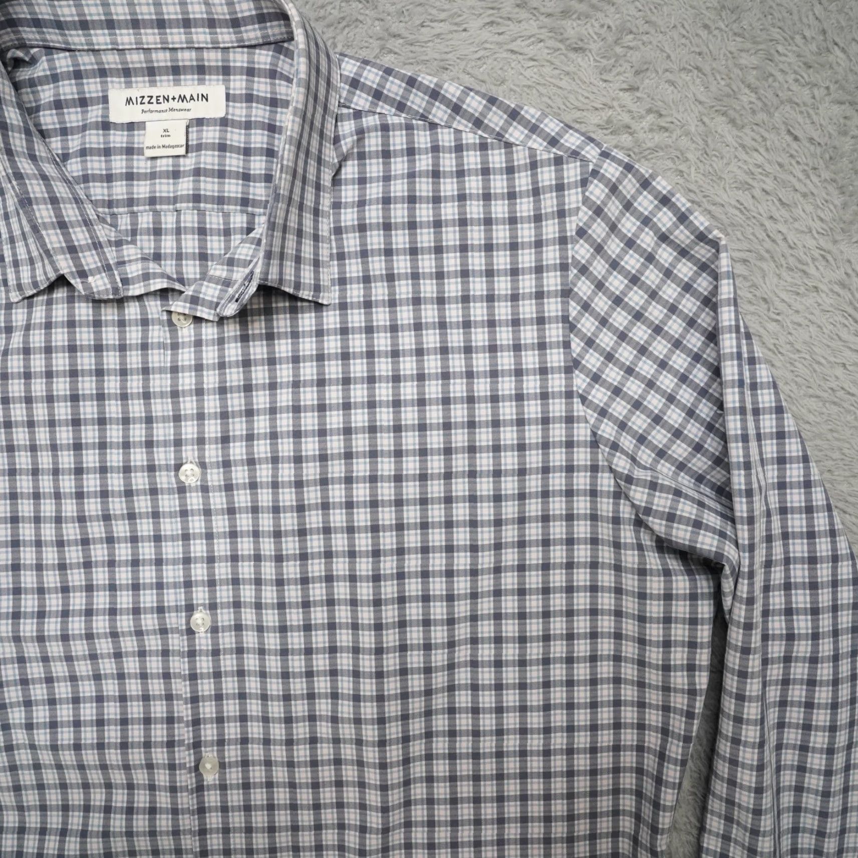Mizzen+Main VINTAGE Mizzen + Main Shirt Mens XL Blue Plaid Button Up Stretch EUC Size US XL / EU 56 / 4 - 6 Thumbnail
