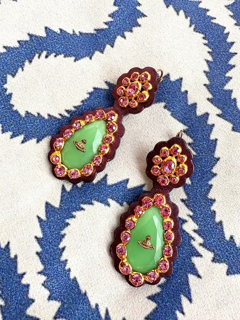 Vivienne Westwood Vivienne Westwood Vintage purple-green gem leather earring Size ONE SIZE - 1 Thumbnail