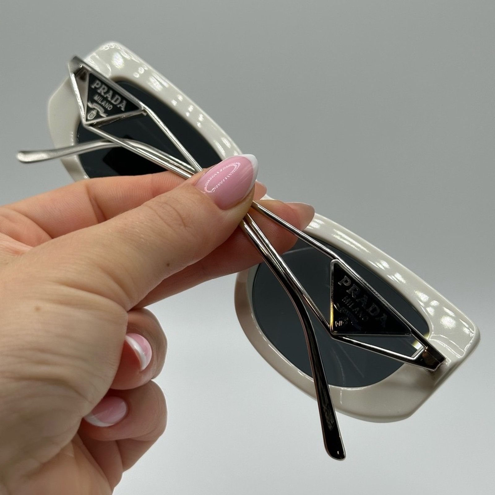 Prada NEW PRADA PR14YS 1425S0 Talc/Dark Grey Women Sunglasses Size ONE SIZE - 10 Thumbnail