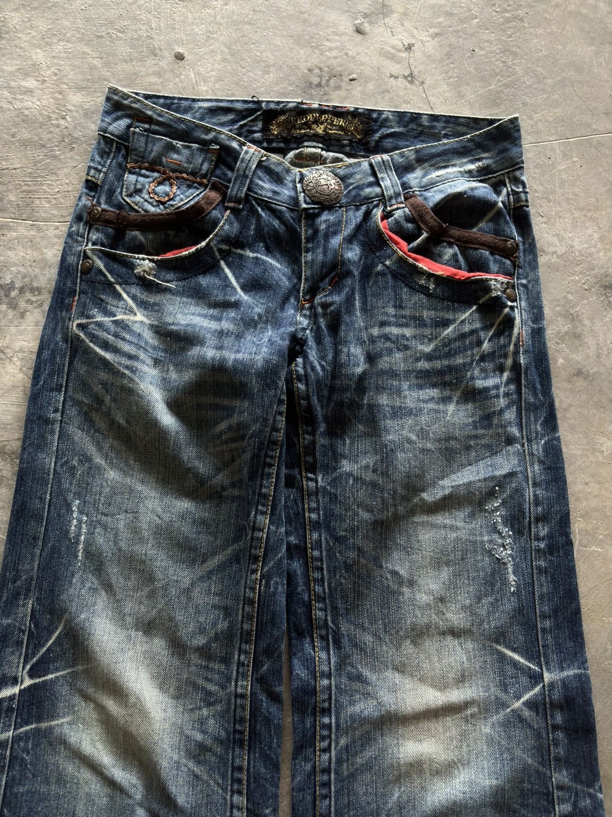 If Six Was Nine RED PEPPER super flare japanese denim washed low rise punk Size US 30 / EU 46 - 2 Thumbnail