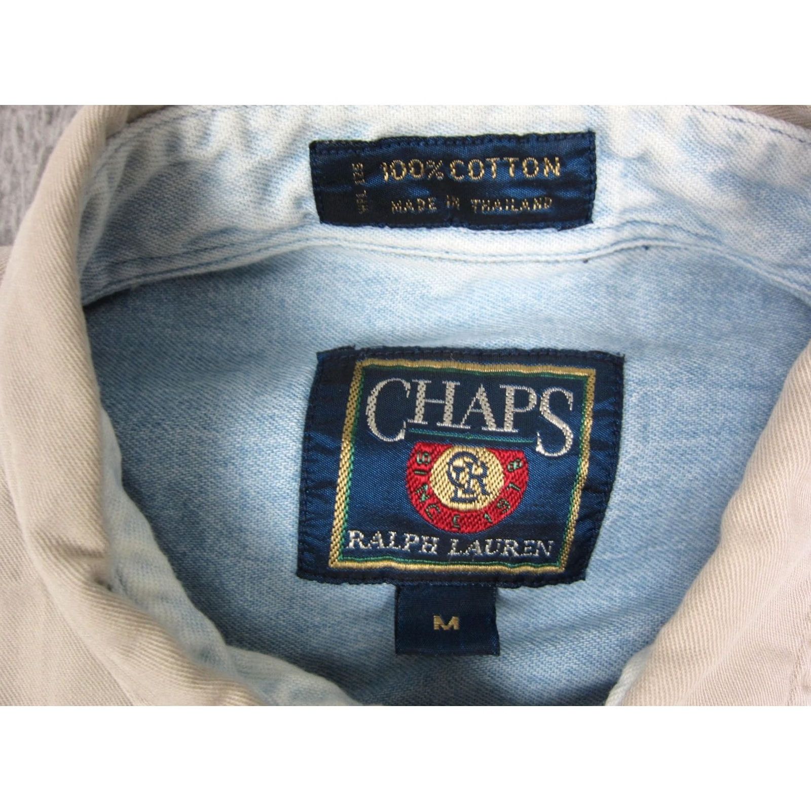 Chaps VINTAGE Chaps Shirt Mens M Beige Canvas Button-Down Crest 90s Ralph Lauren Shirt Mens Size US M / EU 48-50 / 2 - 4 Thumbnail