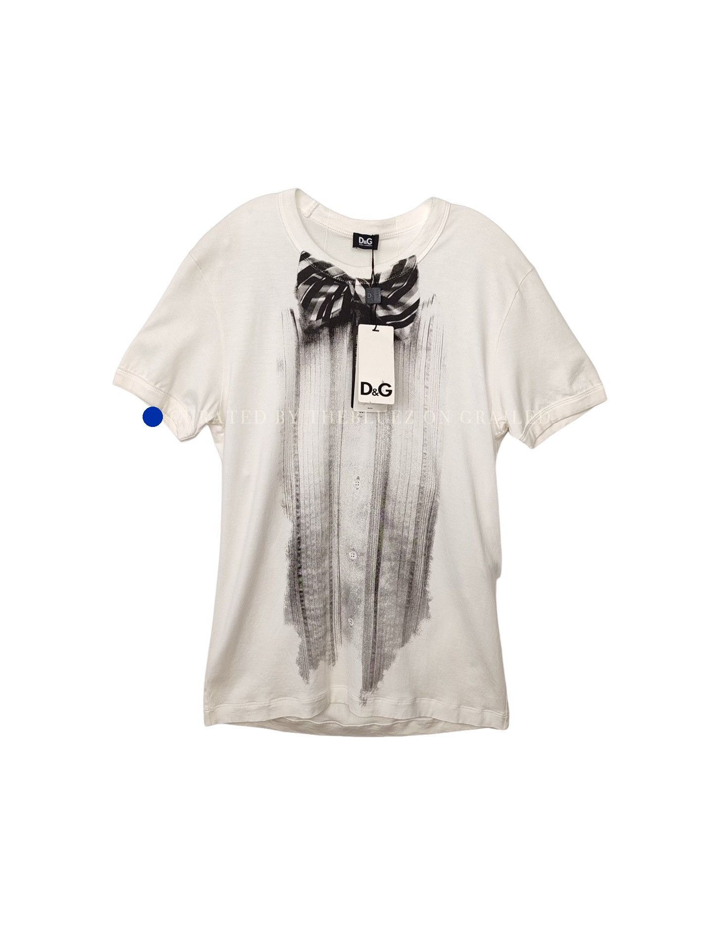 Dolce & Gabbana White Short Sleeve Bow Tie Print Shirt Size US M / EU 48-50 / 2 - 1 Thumbnail