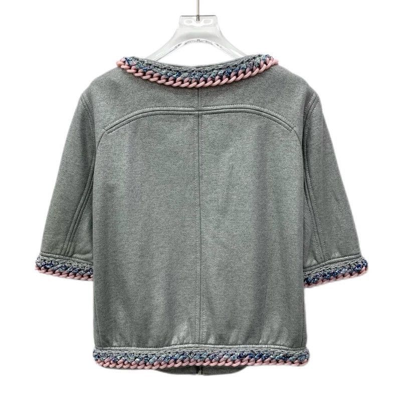 Chanel Chanel Gray Knit Cardigan with Chain Detail -2505 Size US XXS / EU 40 - 2 Thumbnail