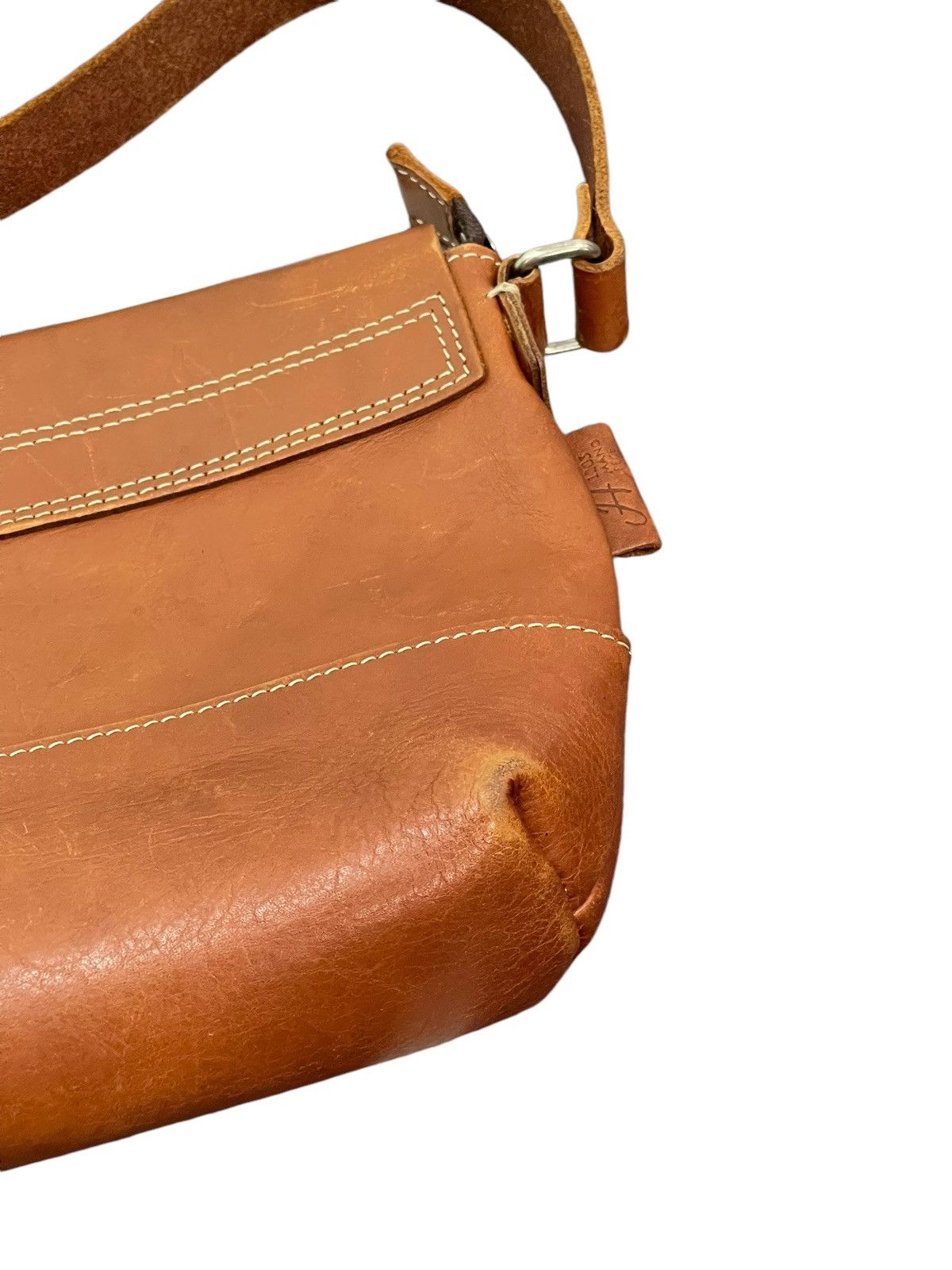 Japanese Brand Full Leather Patina 1203 Mano Fece Cross Body Bag 1🟩2 Size ONE SIZE - 15 Thumbnail