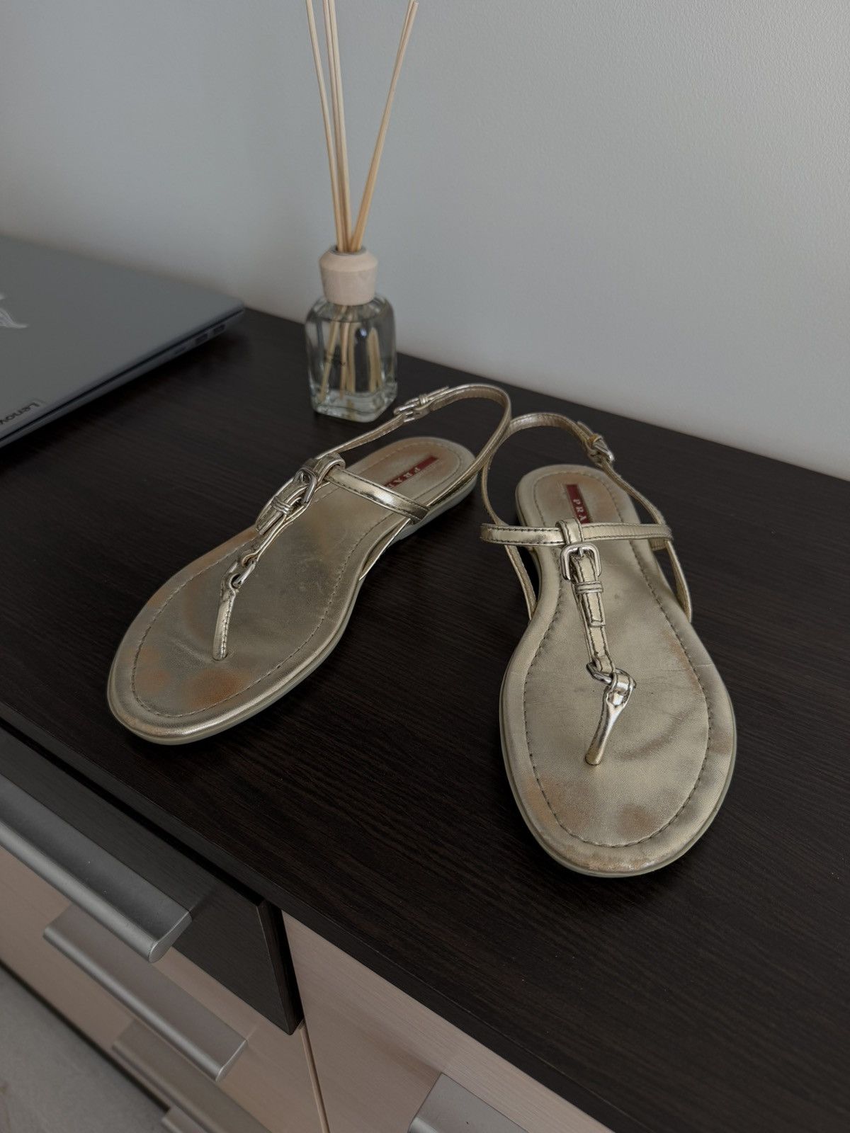 Prada Prada gold Metallic Leather Thong Sandals Size 38 Size US 8 / IT 38 - 4 Thumbnail