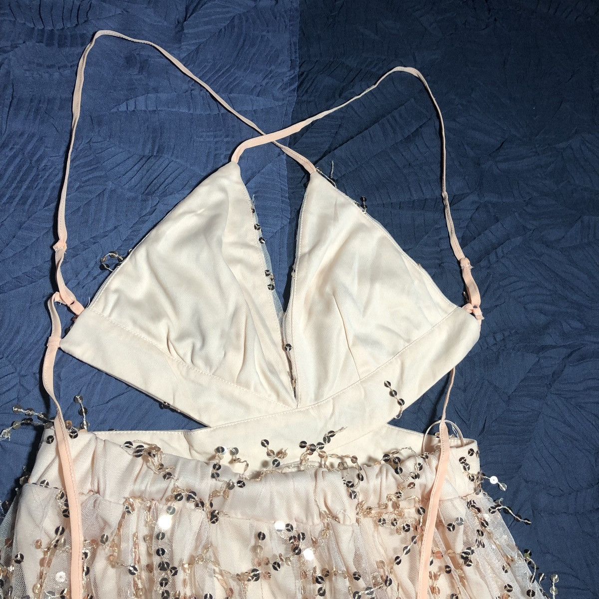 Other 🎊Spaghetti Strap Champagne Sequin Maxi Dress Size S / US 4 / IT 40 - 6 Thumbnail