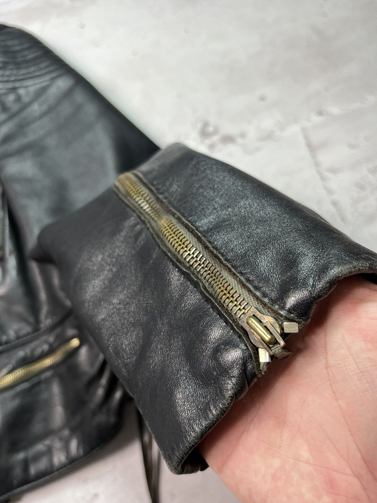 Japanese Brand Vintage Leather Ramones Cropped Jacket YSL Style Washed Rare Size US M / EU 48-50 / 2 - 6 Thumbnail