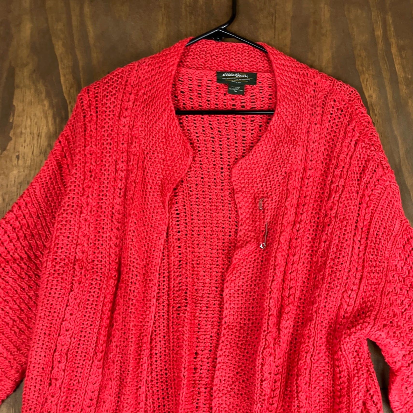 Eddie Bauer Eddie Bauer Cardigan Womens Red Open Linen Knit XL Sweater Knit Style Casual Workwear Holiday 90s? Size XL / US 12-14 / IT 48-50 - 2 Thumbnail