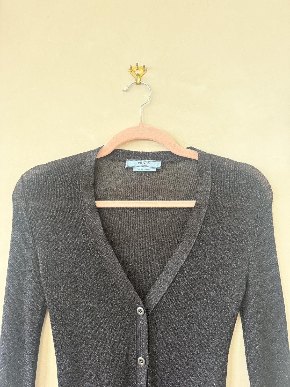 Prada Prada button up long sleeve black cardigan / sparkly Size S / US 4 / IT 40 - 5 Thumbnail