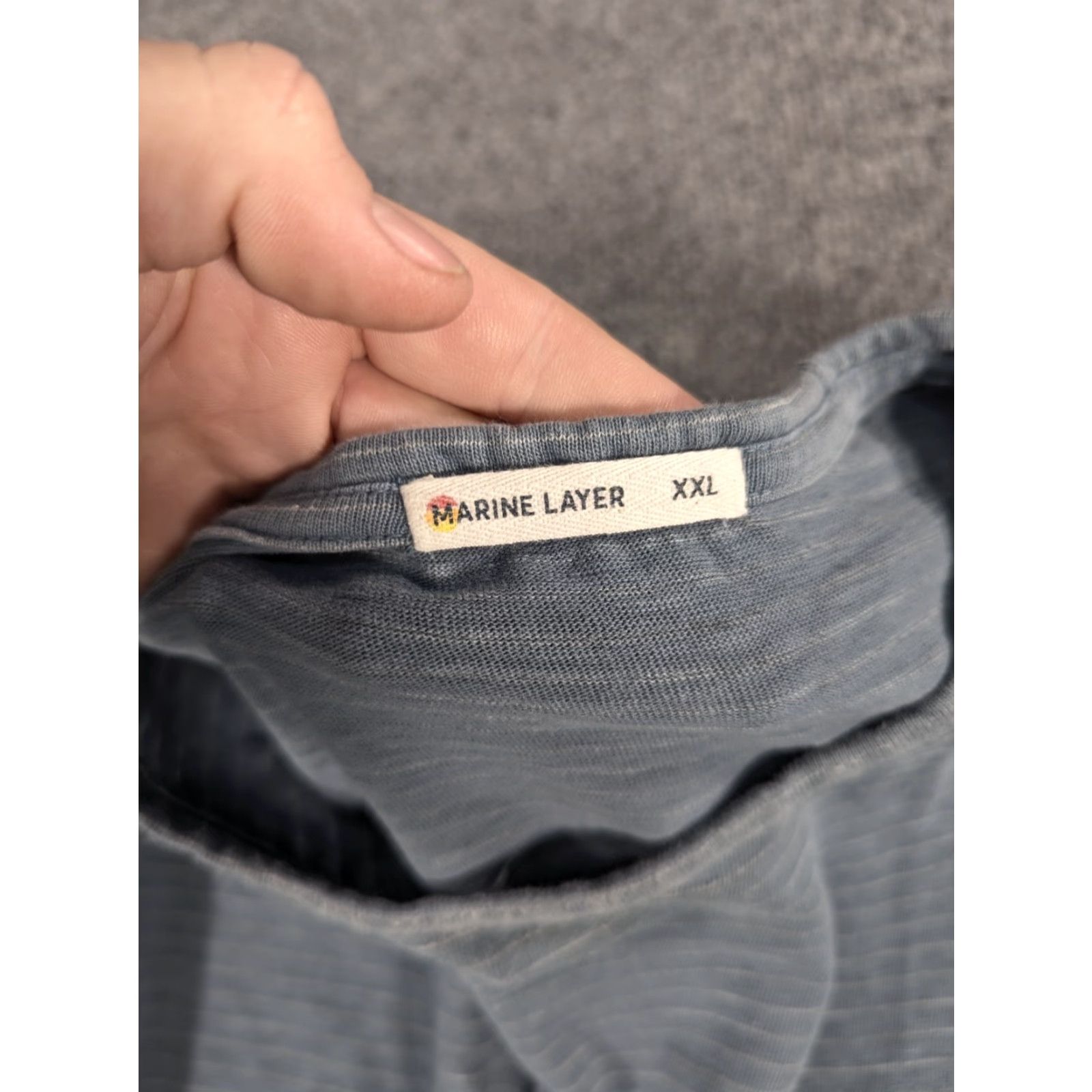 Marine Layer Marine Layer Shirt Men’s 2XL Long Sleeve Striped Navy Blue Henley Casual Pullover Lightweight Stretch Cotton Polyester Accents Logo Button Size US XXL / EU 58 / 5 - 4 Thumbnail