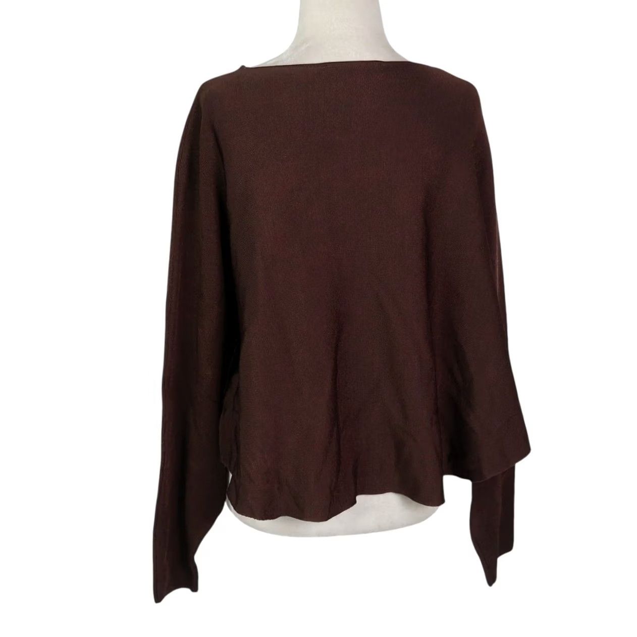 Vintage Adolfo Dominguez Brown Knit Batwing Cape Sweater Top Small Size S / US 4 / IT 40 - 5 Thumbnail