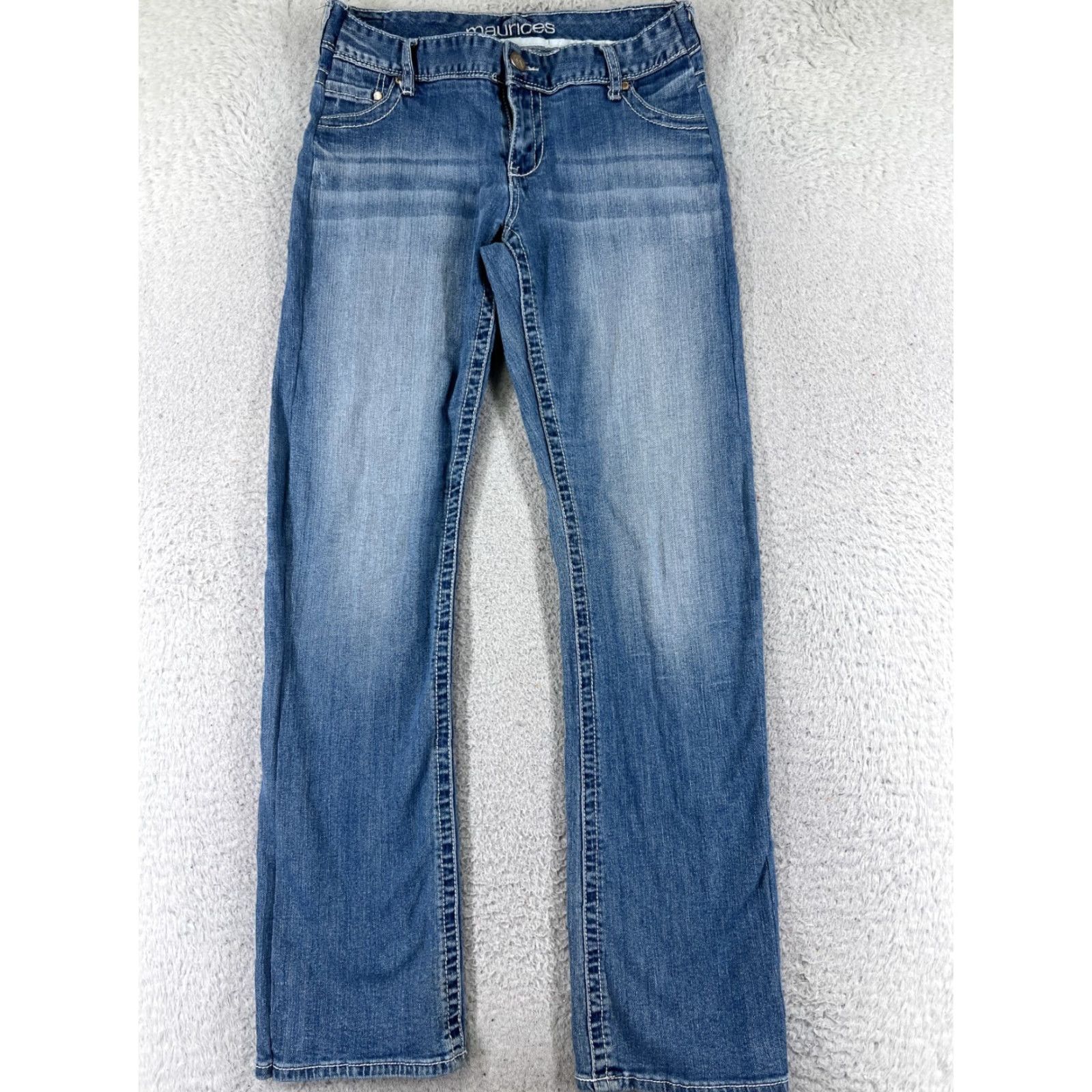 Vintage Maurices Jeans Womens 28 Blue Denim Cotton Mid Rise Bootcut Western 28x33 Regular Stretch Machine Washable Medium Blue Women's Jeans Western 90s? Size 30" / US 8 / IT 44 - 3 Thumbnail