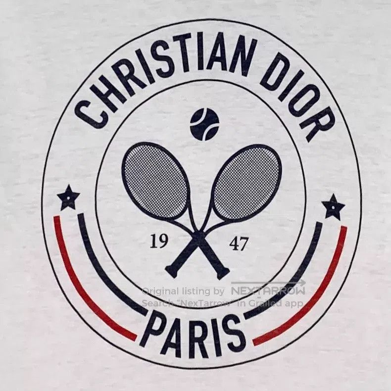 Dior Dior 25 white tennis racket letter print cotton round-neck Size M / US 6-8 / IT 42-44 - 4 Thumbnail
