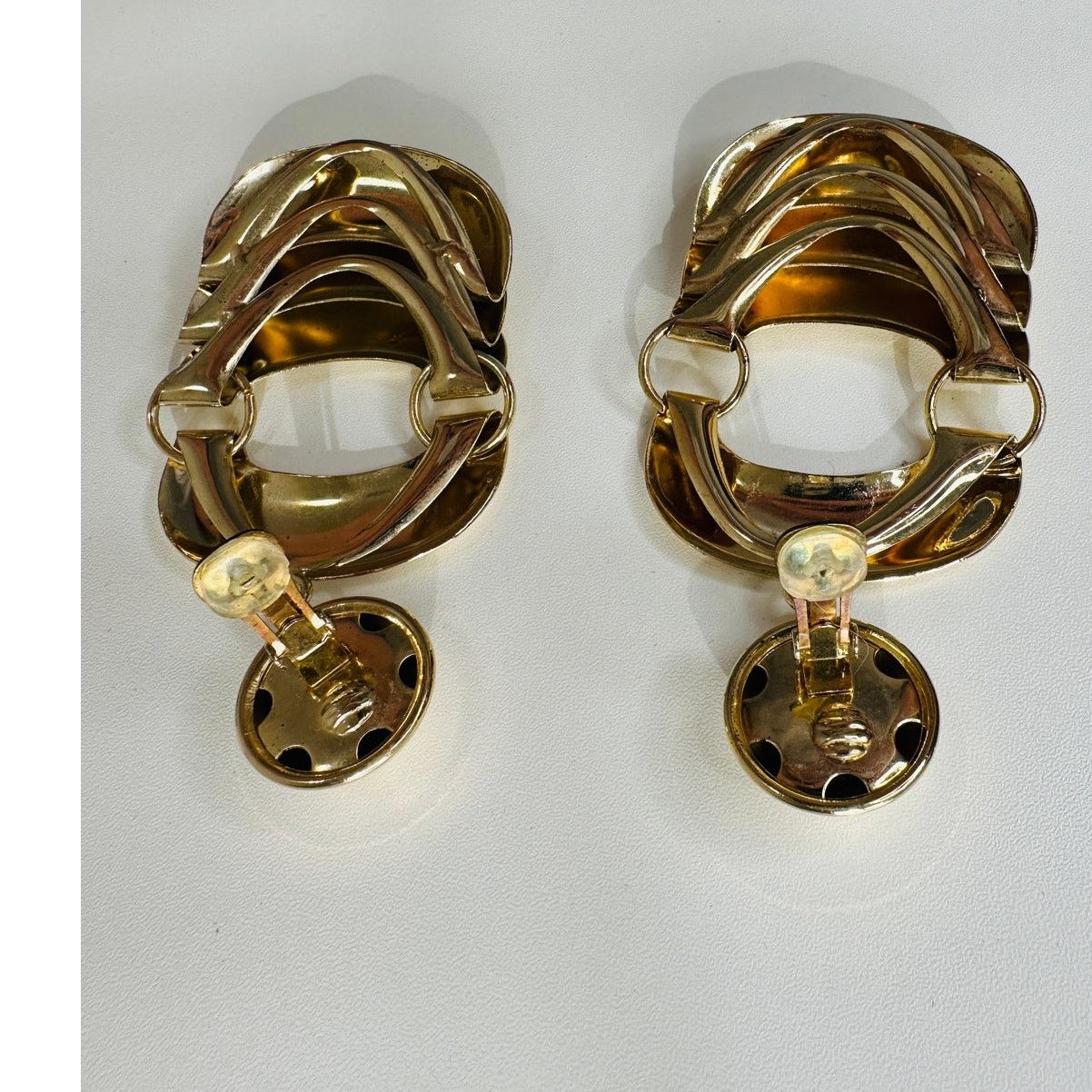 Other Vintage 80's Gold Chunky Dangle Clip-On Earrings Size ONE SIZE - 6 Thumbnail