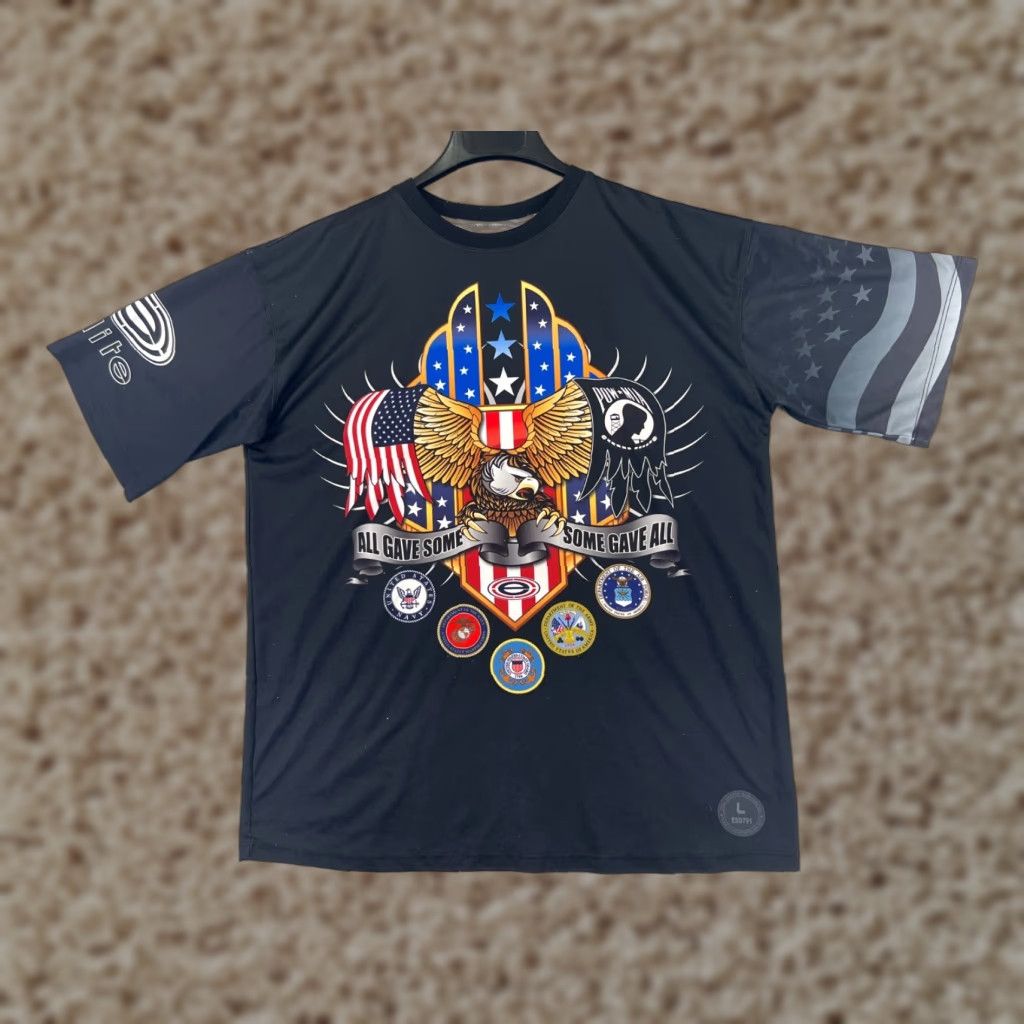 Vintage VINTAGE Elite Sports Shirt Men L Black All Branches POW MIA Embroidered Logo Photo Snags Front Back Size US L / EU 52-54 / 3 - 1 Thumbnail