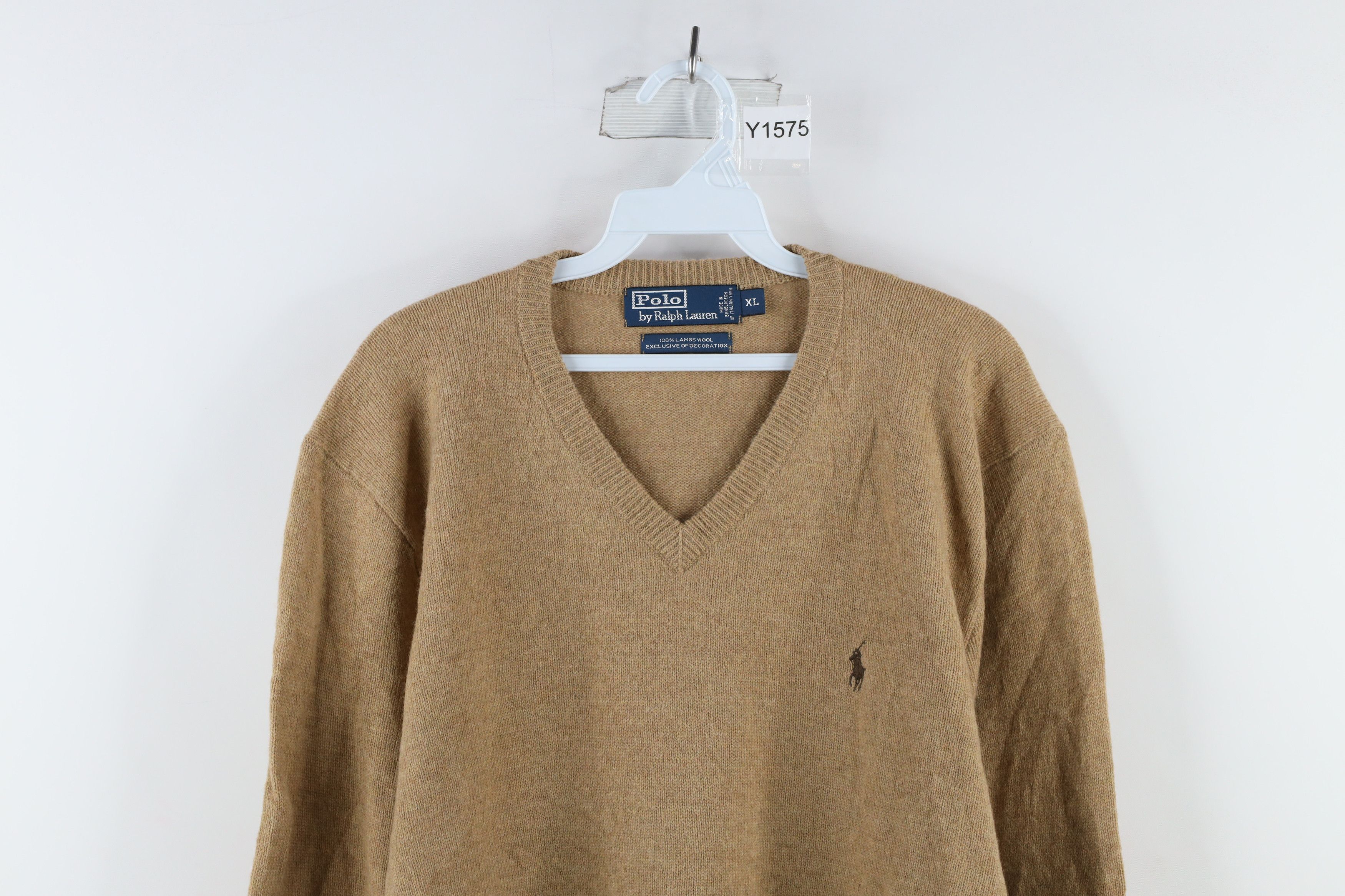 Polo Ralph Lauren Vintage 90s Ralph Lauren Knit V-Neck Sweater Oatmeal Brown Size US XL / EU 56 / 4 - 2 Thumbnail