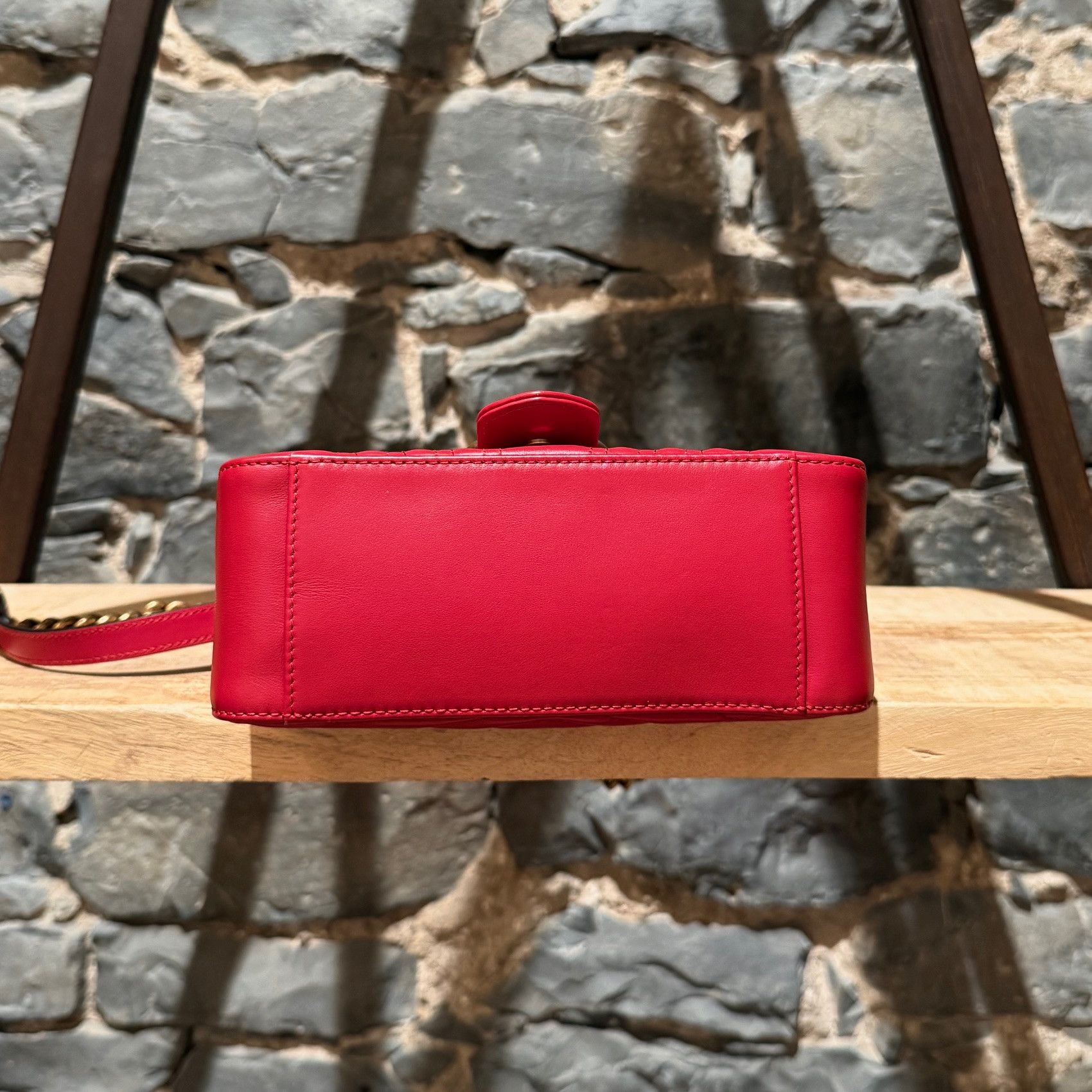Gucci Gucci Red GG Marmont Mini Top Handle Bag With Chain Size ONE SIZE - 8 Thumbnail