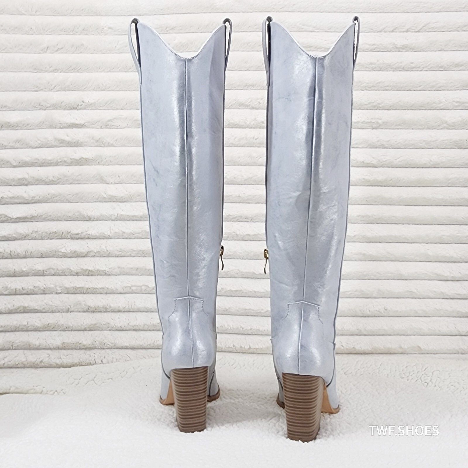 Other So Me Cruising Brushed Metallic Western Cowgirl Knee Boots S Size US 6.5 / IT 36.5 - 2 Thumbnail