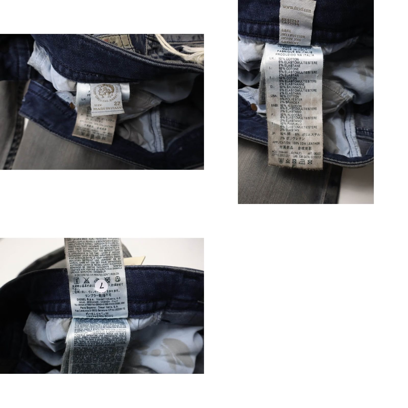 Diesel DIESEL Thavar Slim Skinny Stretch Jeans Men's W27/L30 Blue Faded Denim 0820D Size US 27 - 8 Thumbnail