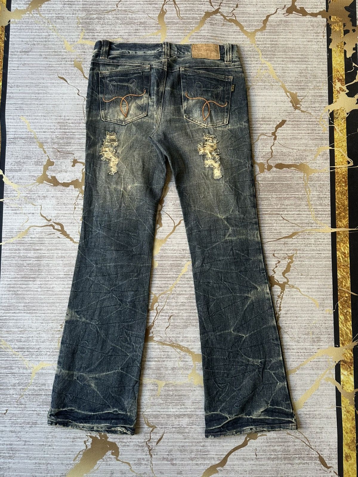 Tornado Mart FLARE Sky Bomber Distressed Claw Marks Design Denim Size US 31 - 4 Thumbnail