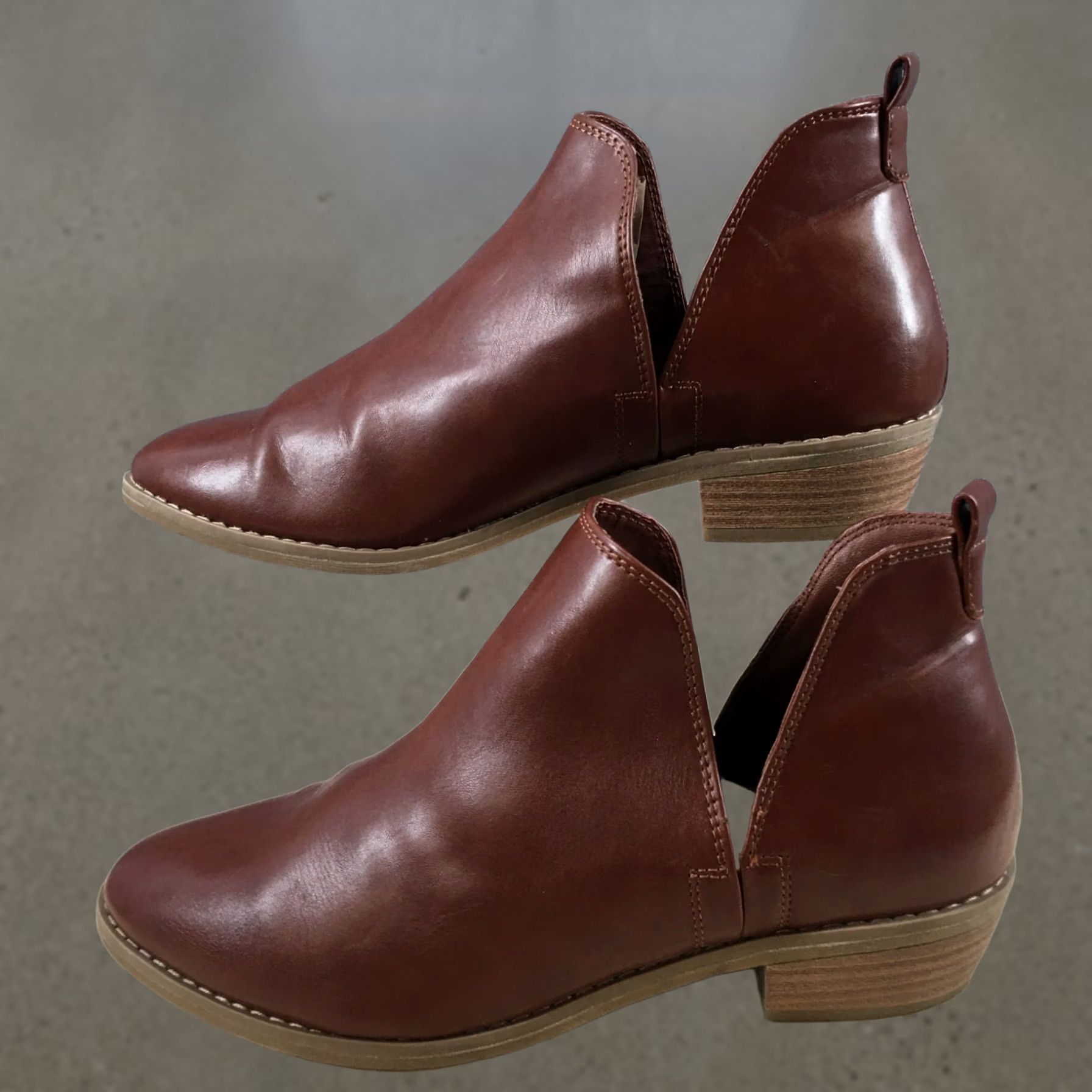 Vintage Universal Thread Boots Womens 8.5 Nora Ankle Bootie Brown Faux Leather Cut Out Boots Size US 9 / IT 39 - 1 Thumbnail
