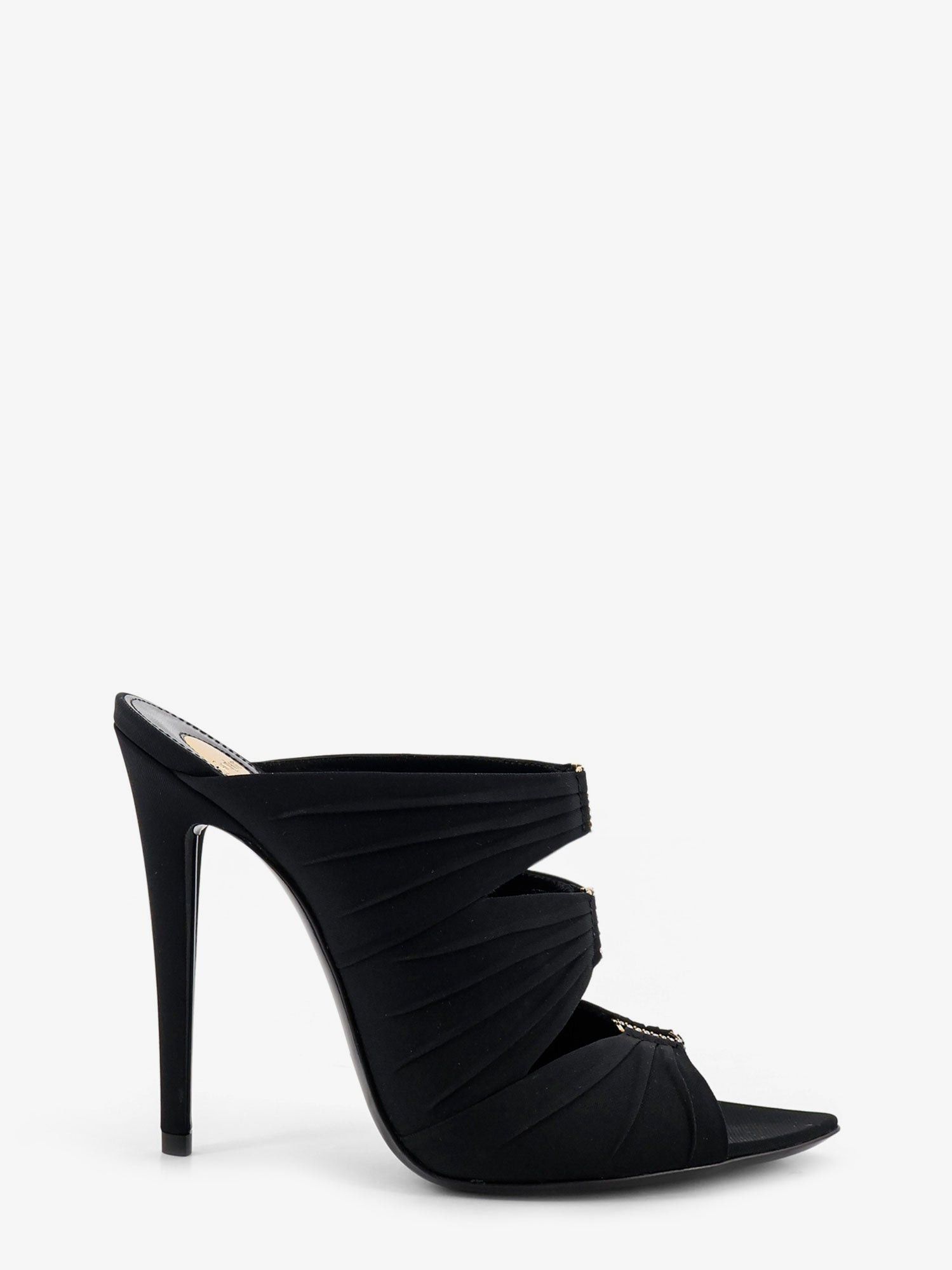 Saint Laurent Paris Emilie Satin Sandals With Rhinestone Logo Detail Size US 8 / IT 38 - 1 Thumbnail