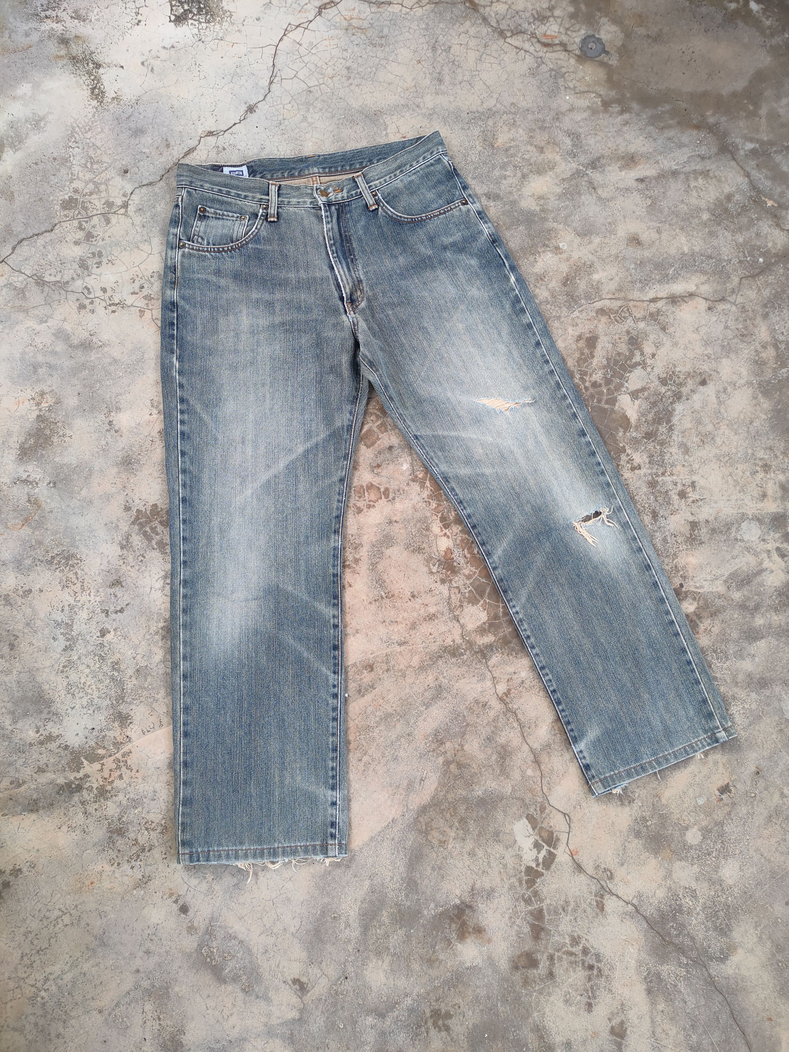 Edwin × Jean VINTAGE EDWIN 404 RUSTY FADED DISTRESSED DENIM JEAN PANTS Size US 33 - 2 Thumbnail