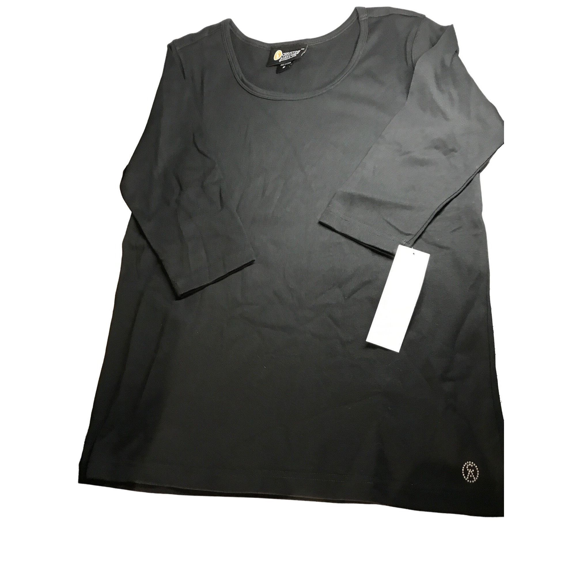 Vintage Christine Alexander Medium Black Cotton Blend Shirt Top Tee Size M / US 6-8 / IT 42-44 - 1 Thumbnail
