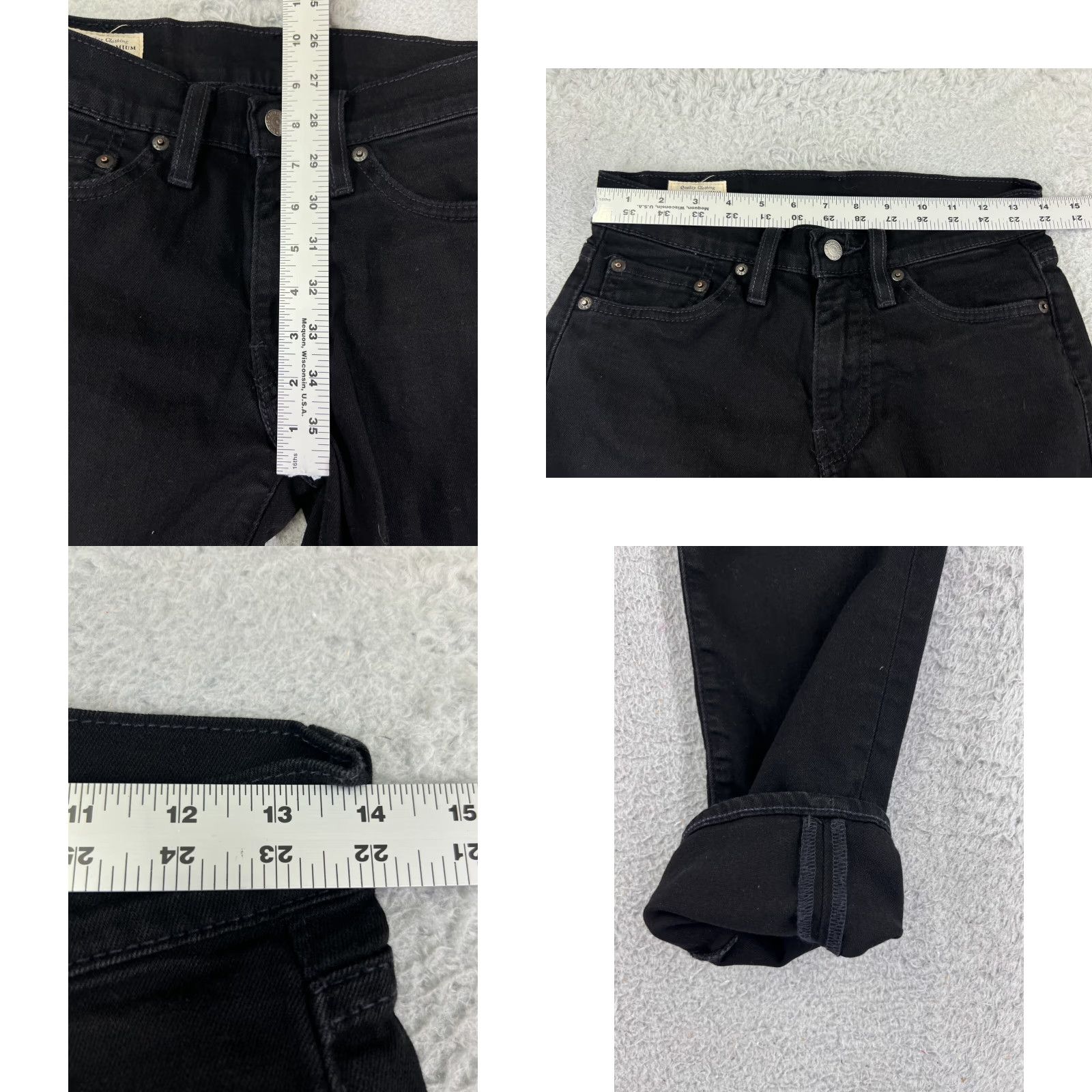 Levi's Levis Jeans Regular 511 Levi's 500 Series 29 Black Denim 28x30 Cotton Blend Zip 5-Pocket Mens Jeans Size US 29 - 9 Thumbnail