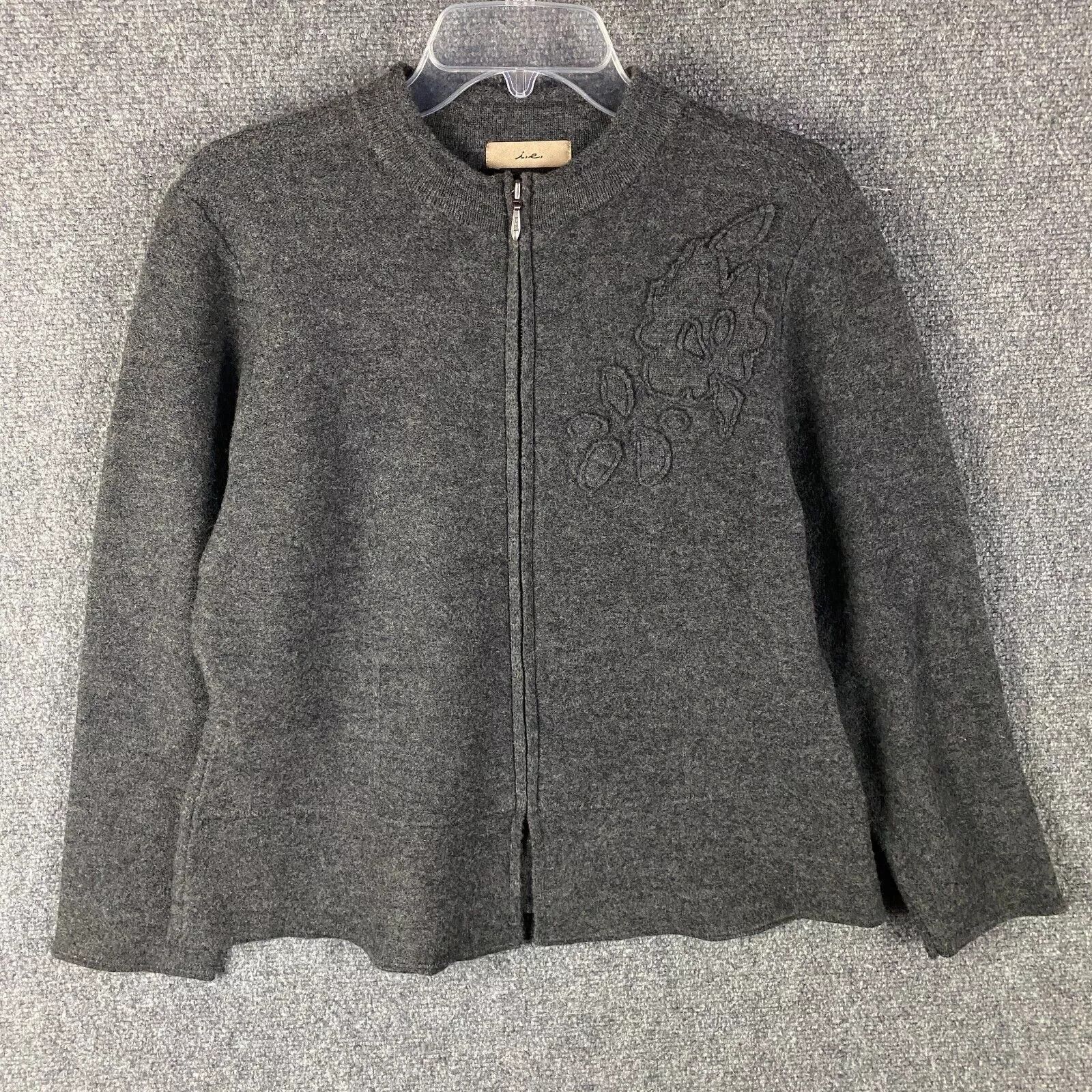 Other I.E. Sweater Women's XL 100% Wool Full Zip Gray Knit Size XL / US 12-14 / IT 48-50 - 1 Thumbnail