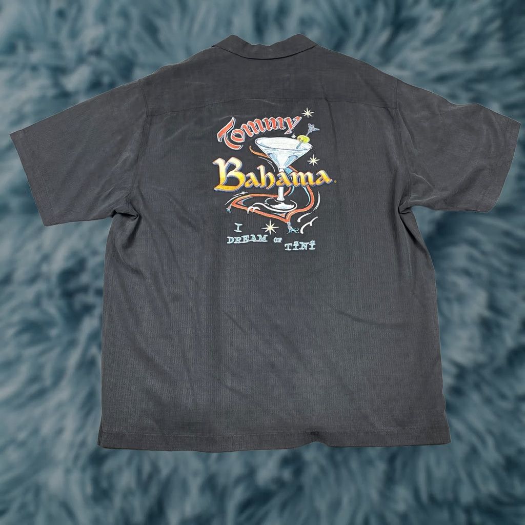 Tommy Bahama TOMMY BAHAMA Silk Camp Shirt XL Black Embroidered Martini 'I Dream Of Tini' Size US XL / EU 56 / 4 - 1 Thumbnail