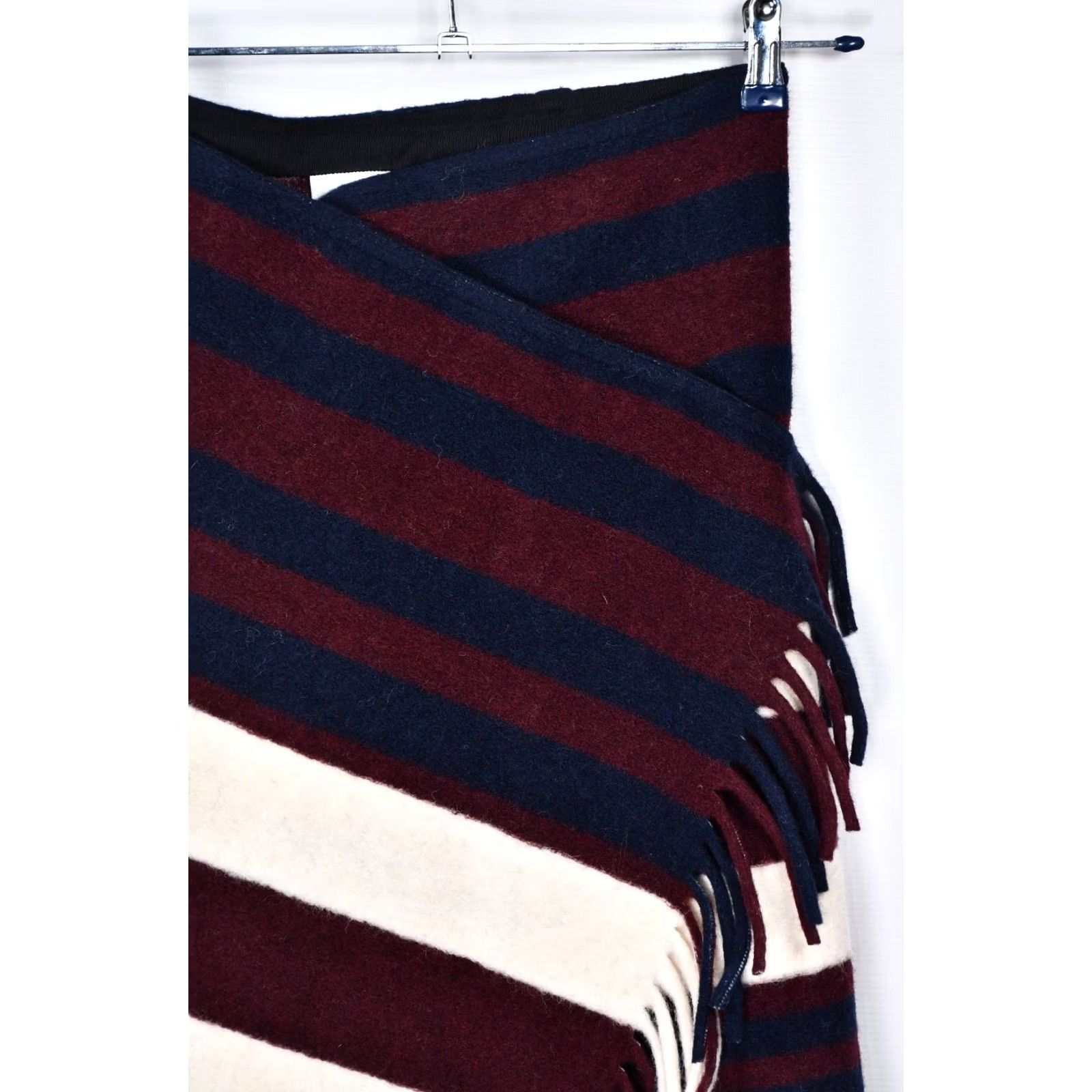 H&M H&M Studio AW 2019 Wrap Skirt US 2 Wool-Blend Fringe Check Pattern Knee Length Multicolor Women Size 26" / US 2 / IT 38 - 3 Thumbnail