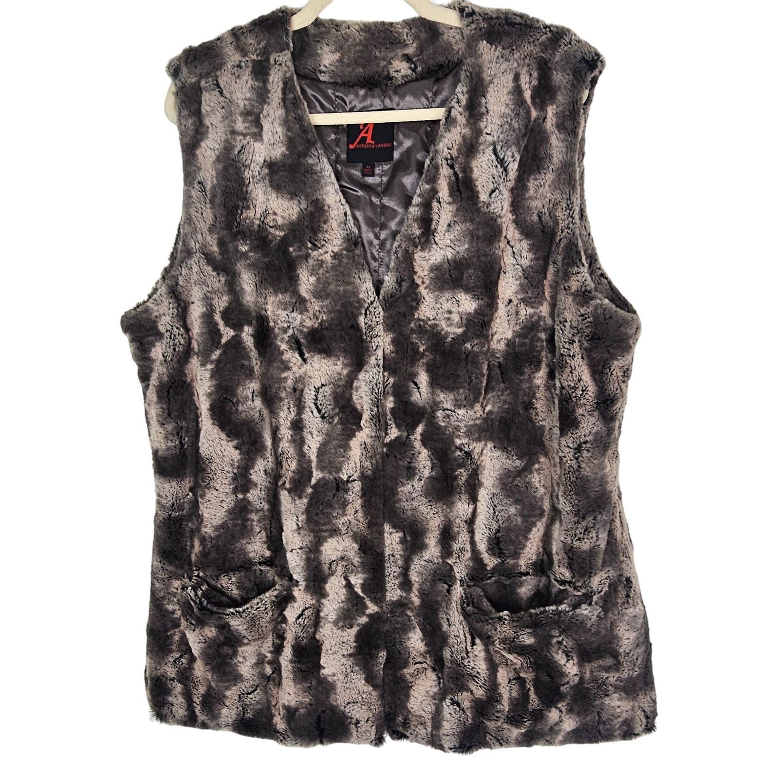 Adrianna Papell Adrienne Landau Womens Faux Fur Animal Print Vest Size 1X Size XL / US 12-14 / IT 48-50 - 1 Thumbnail