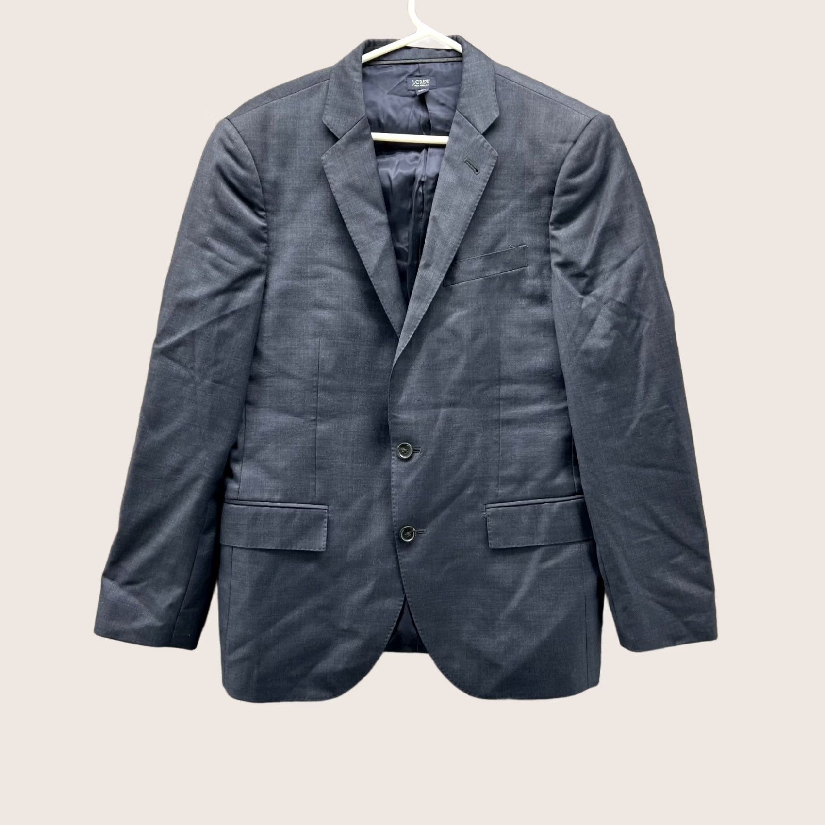 J.Crew J. Crew Blazer Men 38S Blue Wool Single-Breasted Two-Button Jacket Coat Short Length Dress Suit Tuxedo Style Village? Size 38R - 1 Thumbnail