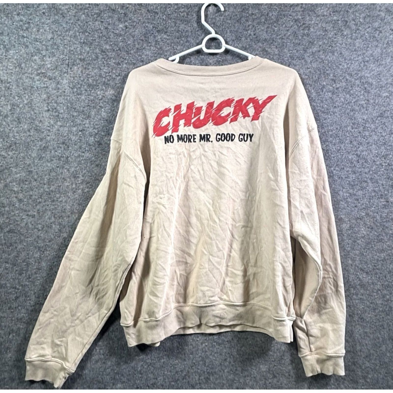 Vintage Chucky Women's Beige Horror Sweatshirt XL Pullover Crew Neck Embroidered Double-Sided Regular Size XL / US 12-14 / IT 48-50 - 7 Thumbnail