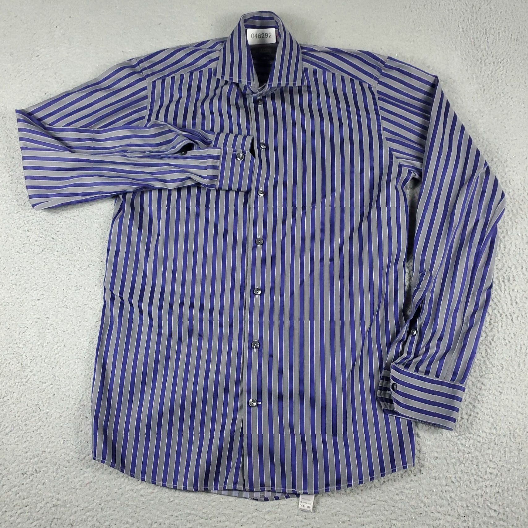 Eton VINTAGE Etón Dress Shirt Mens Size 15.5 Blue Striped Long Sleeve Business Casual Formal Size 40R - 2 Thumbnail