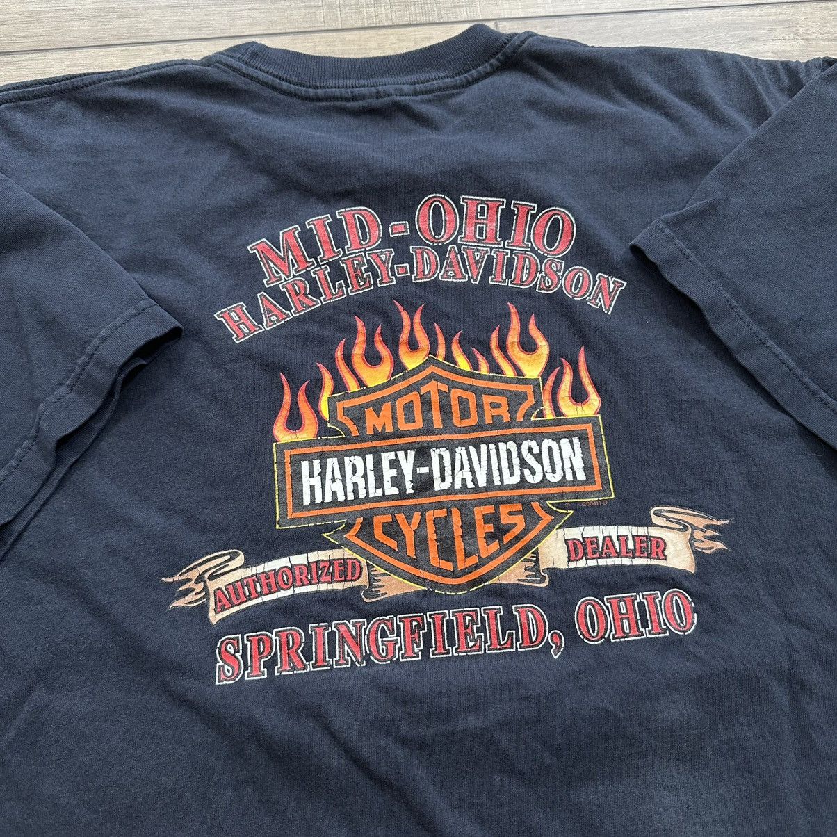 Harley Davidson Vintage 2000s Harley Davidson Black Flame Pocket Graphic Tee Size US L / EU 52-54 / 3 - 7 Thumbnail