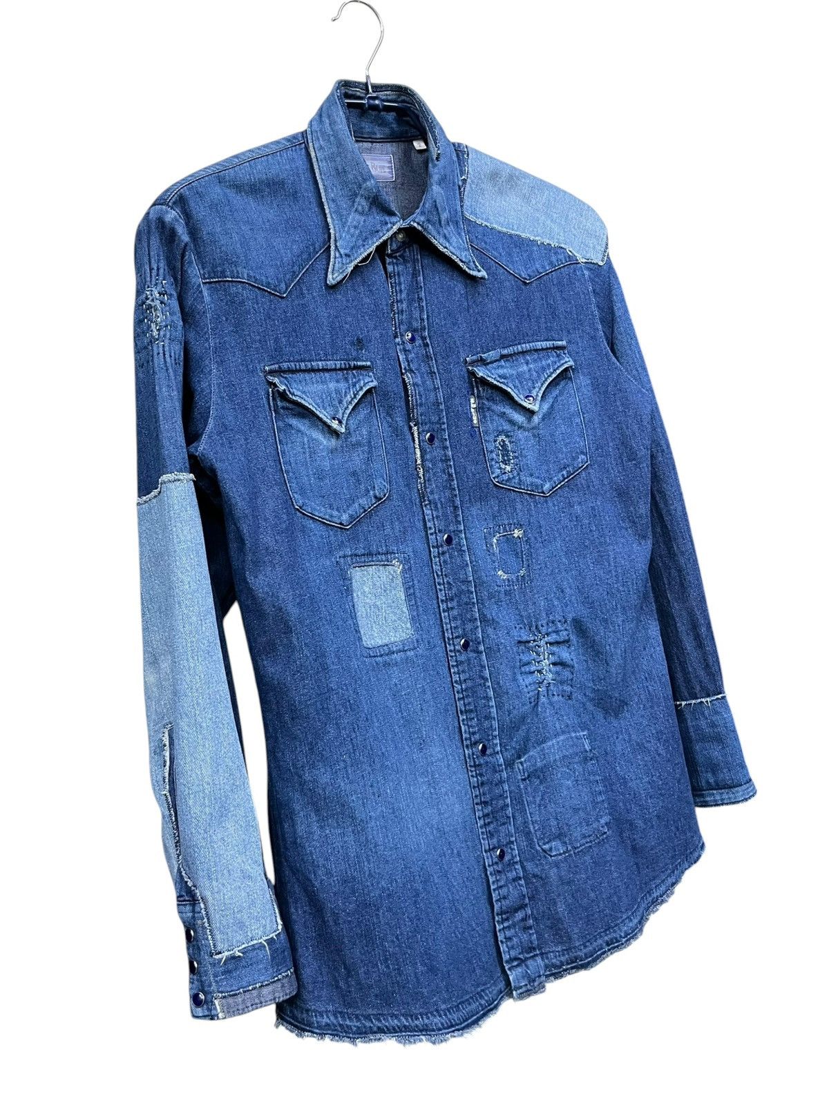Blue Blue Japan Blue Blue Japan Boro Patchwork Denim Pearl Snap Shirt Size US S / EU 44-46 / 1 - 1 Thumbnail
