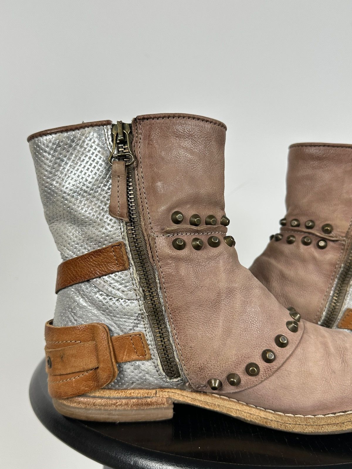 A.S.98 A.S.98. Leather Biker Ankle Studded Buckle Strap Boots Size US 6 / IT 36 - 17 Thumbnail